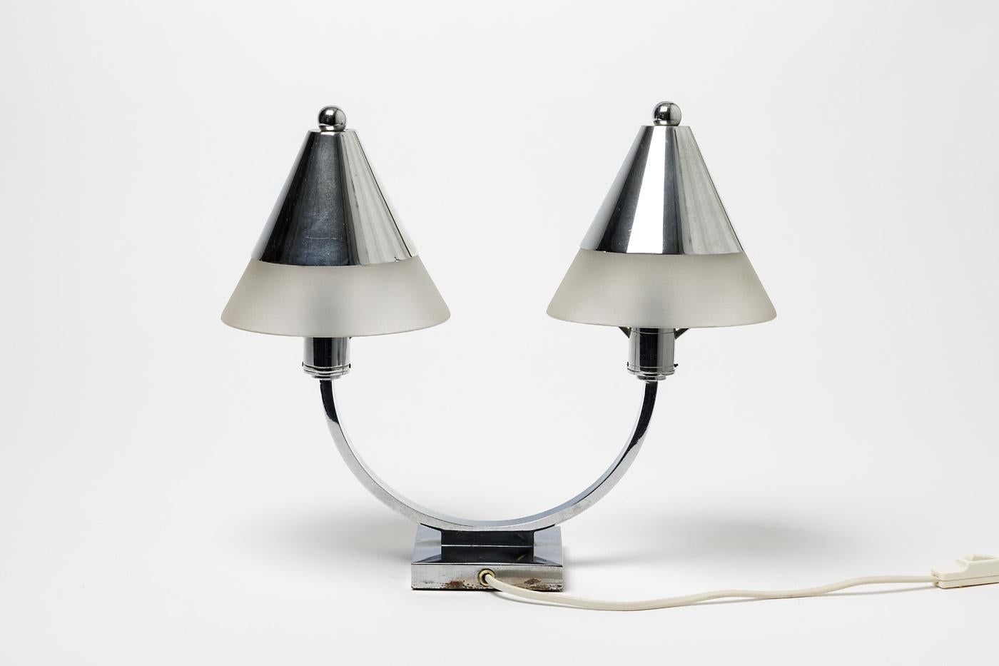 20th Century Elegant silver plated Table Lamp by Marc Erol French Art Deco, 1930