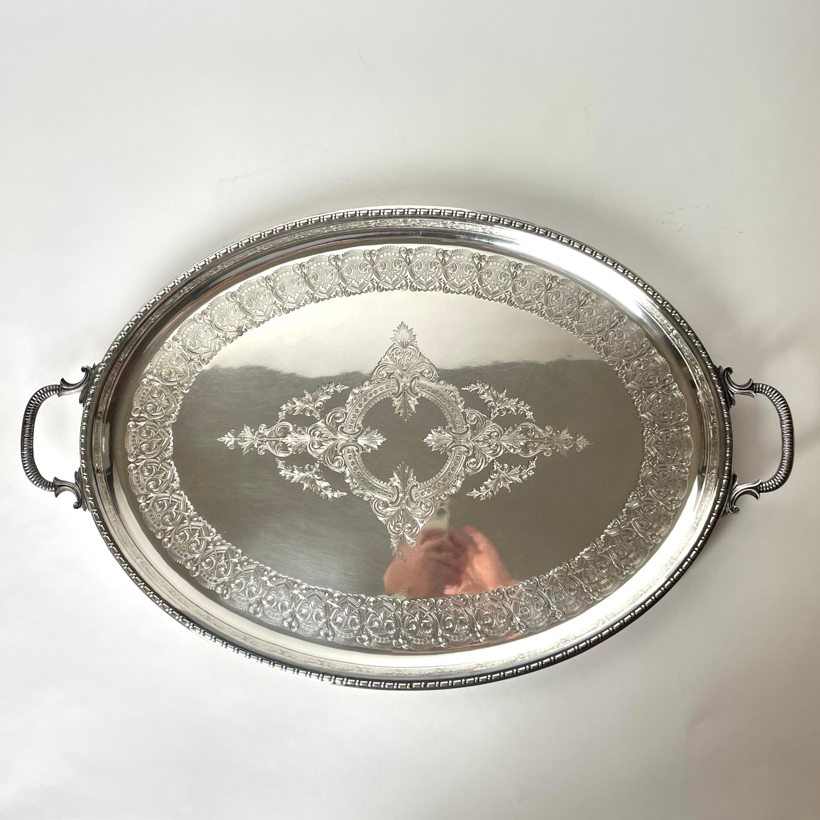 Swedish Elegant Silver-Plated Tray from the late 19th Century For Sale