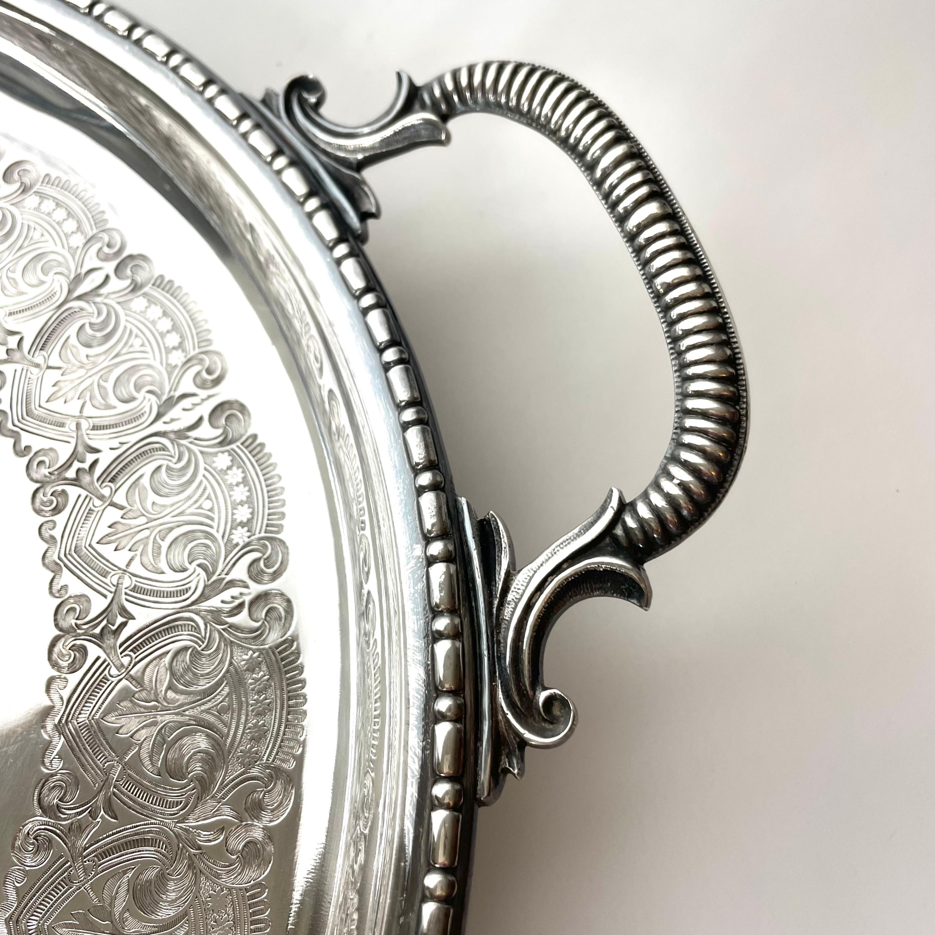 Silver Plate Elegant Silver-Plated Tray from the late 19th Century For Sale