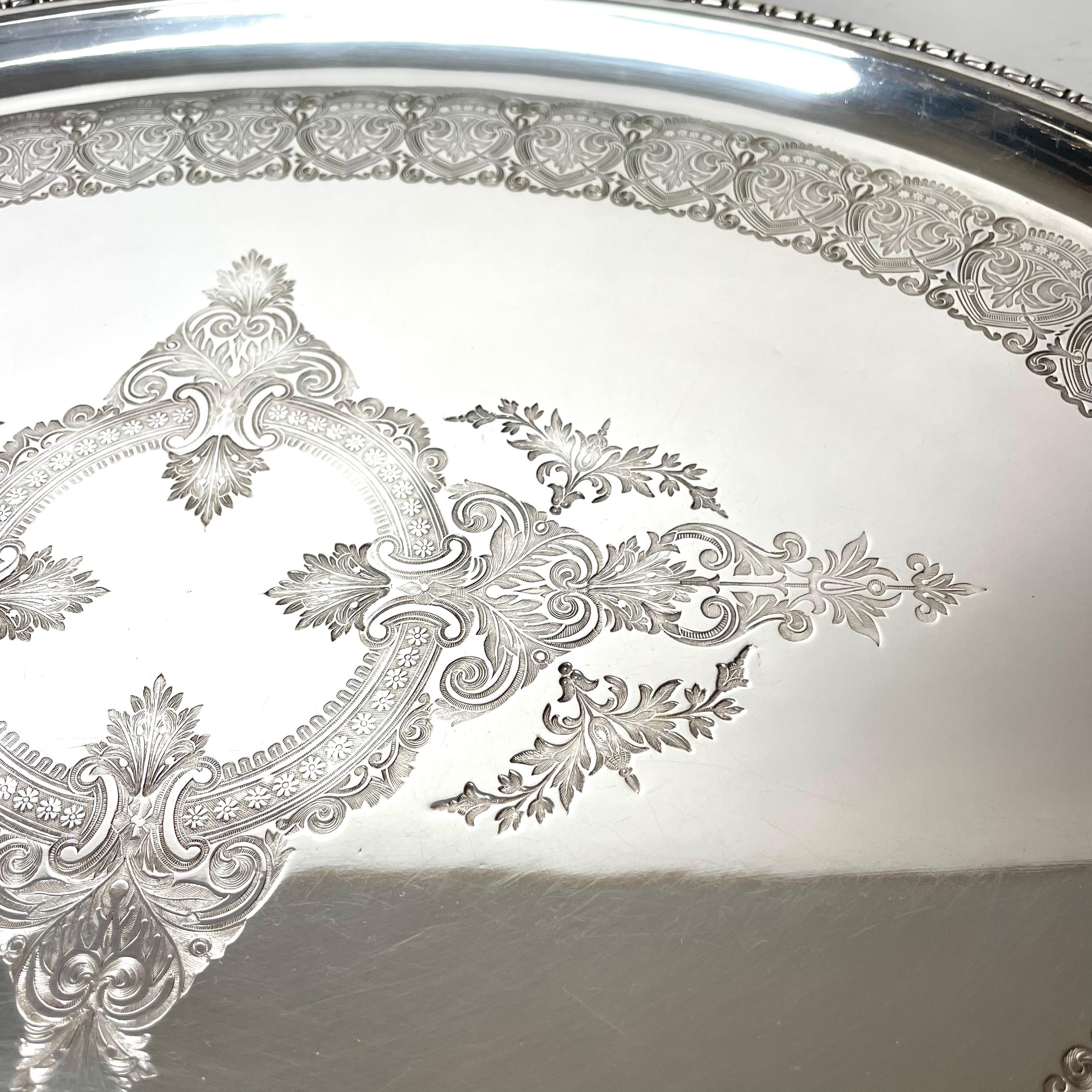 Elegant Silver-Plated Tray from the late 19th Century For Sale 2