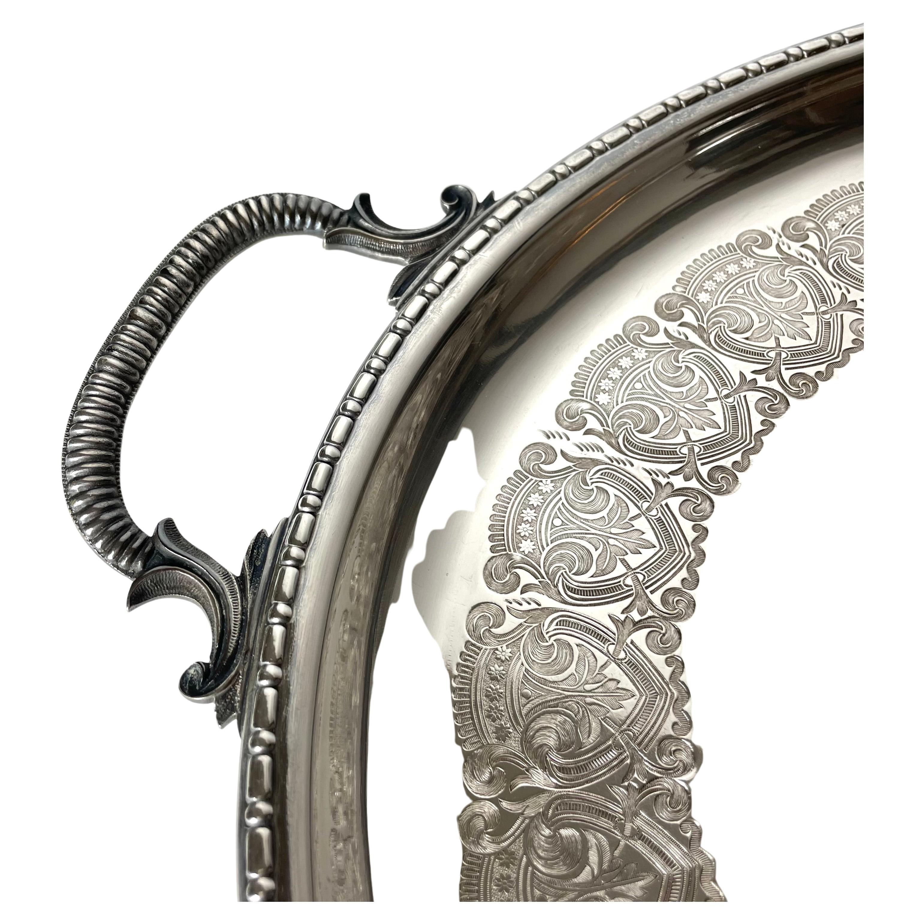Elegant Silver-Plated Tray from the late 19th Century For Sale