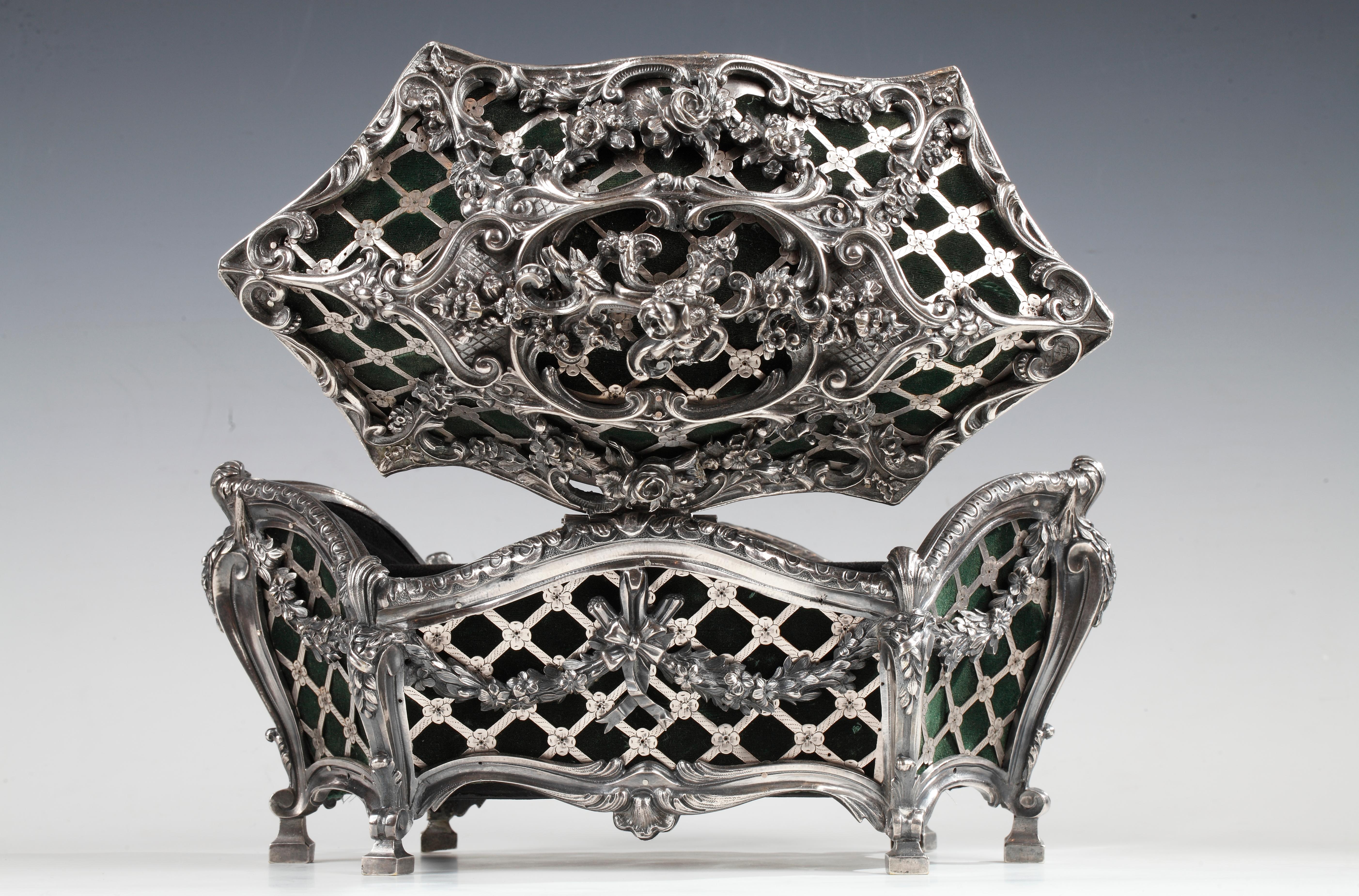 French Elegant Silvered Bronze Coffer Attributed to Tahan