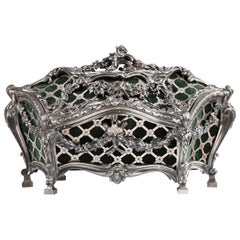 Antique Elegant Silvered Bronze Coffer Attributed to Tahan