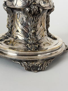 Elegant Silvered Metal Table Lamp, Sweden, 1920s