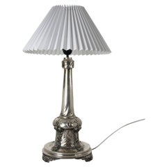 Elegant Silvered Metal Table Lamp, Sweden, 1920s
