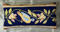 Hand Woven Pillow with European Tapestry Fragment and Silk Backing