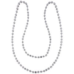 Elegant Single Line 18 Karat White Gold and Diamond Necklace
