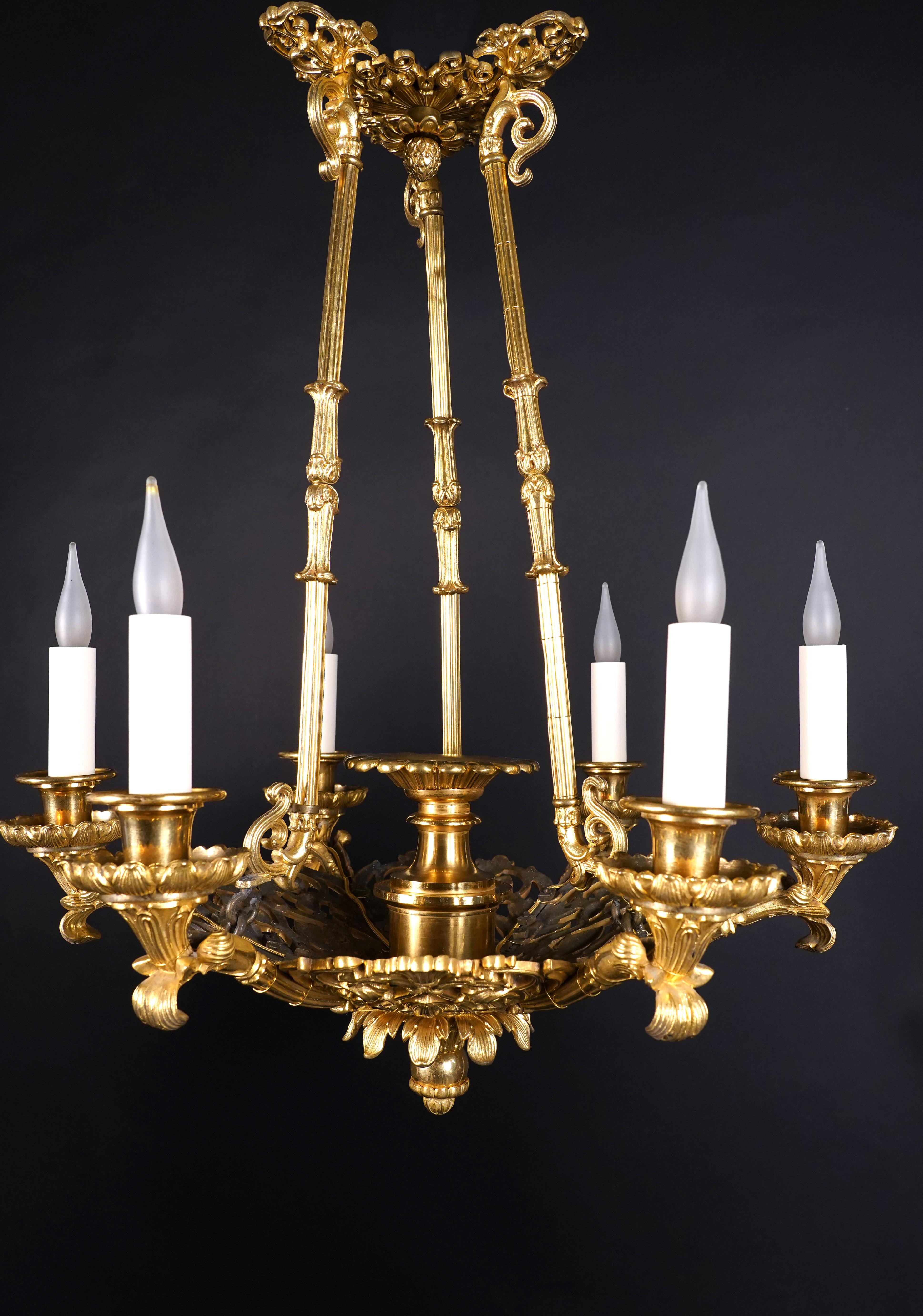 French Elegant Six Light Chandelier, France, Circa 1830 For Sale