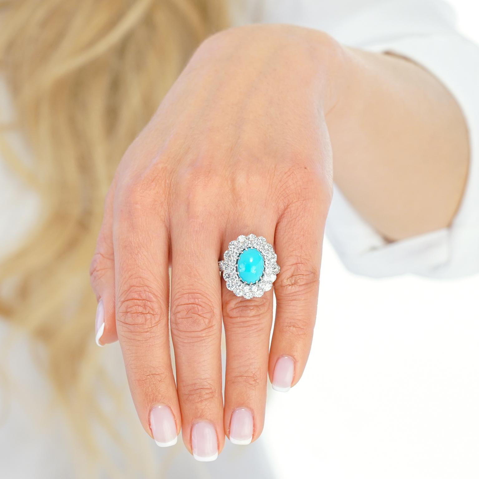 turquoise platinum ring