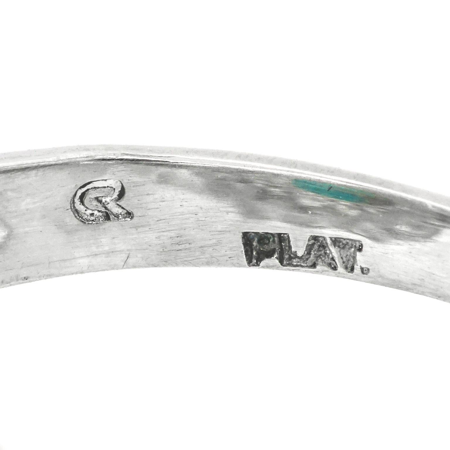 Cabochon Elegant Sixties Turquoise and Diamond-Set Platinum Ring