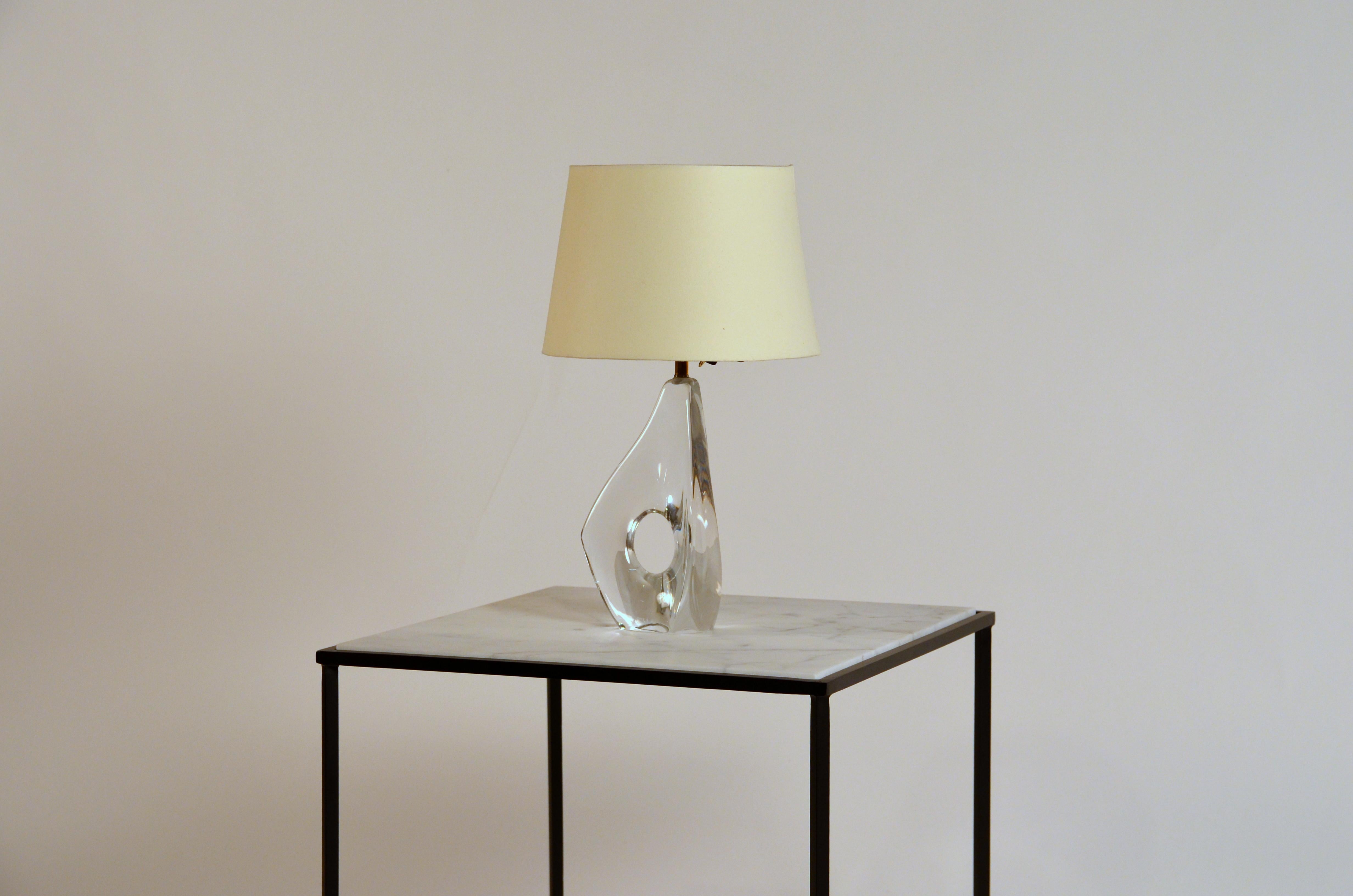 Organic Modern Elegant Small Freeform Crystal and Parchment Table Lamp by Daum