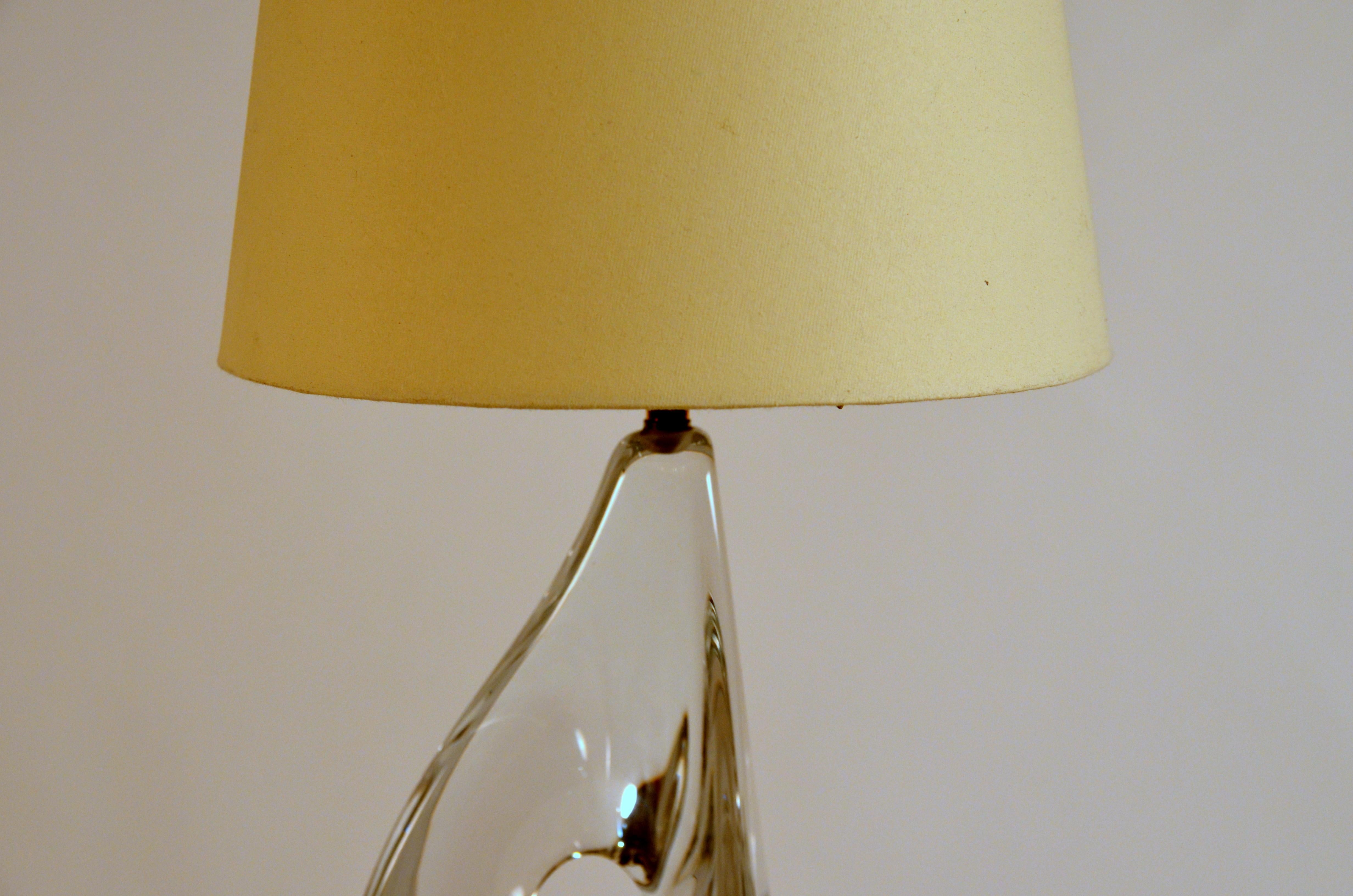 Polished Elegant Small Freeform Crystal and Parchment Table Lamp by Daum