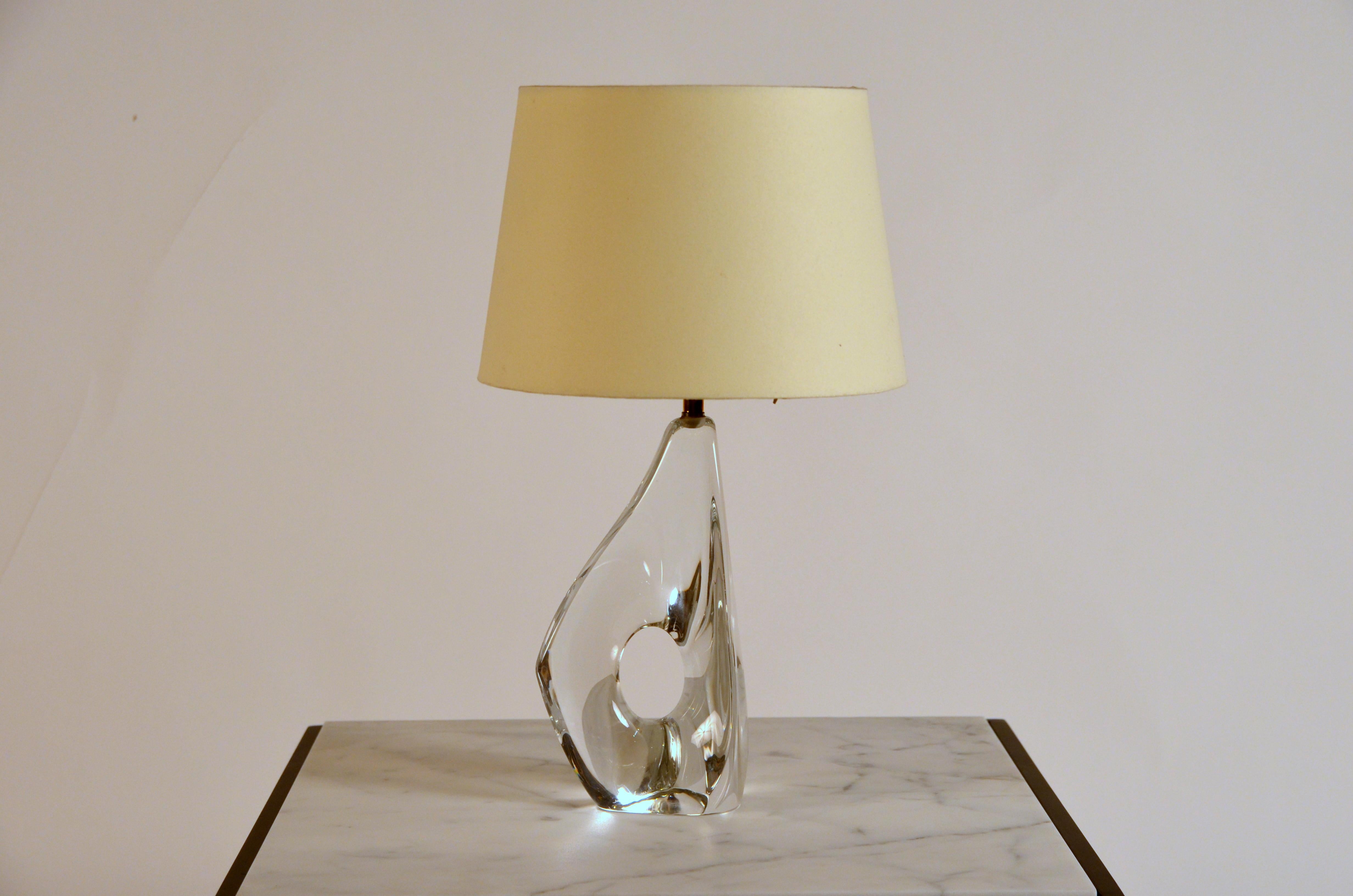 Elegant Small Freeform Crystal and Parchment Table Lamp by Daum 2