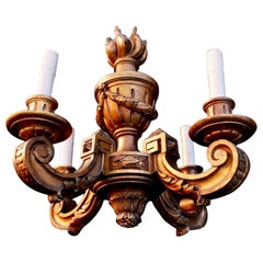 Elegant Small French Wood Chandelier