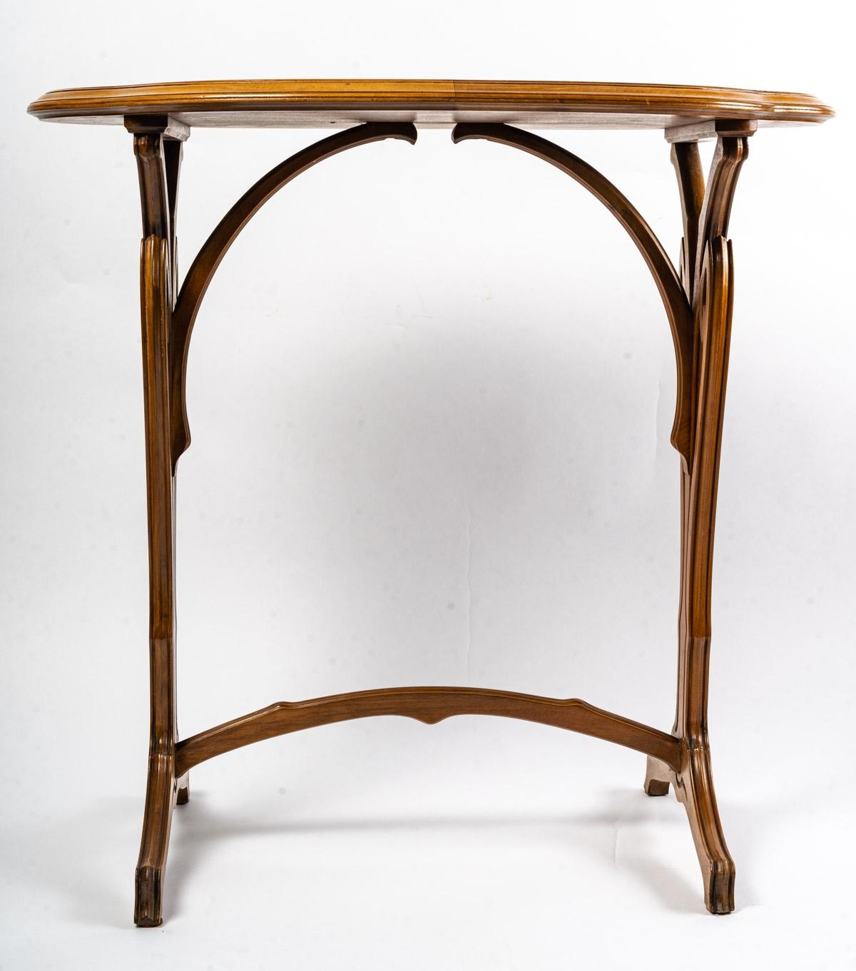 Art Nouveau Elegant Small Living Room Table, Signed Gallé