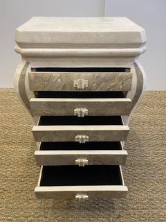 Elegant Small Tessellated Stone and Iron Treasure Chest of Drawers