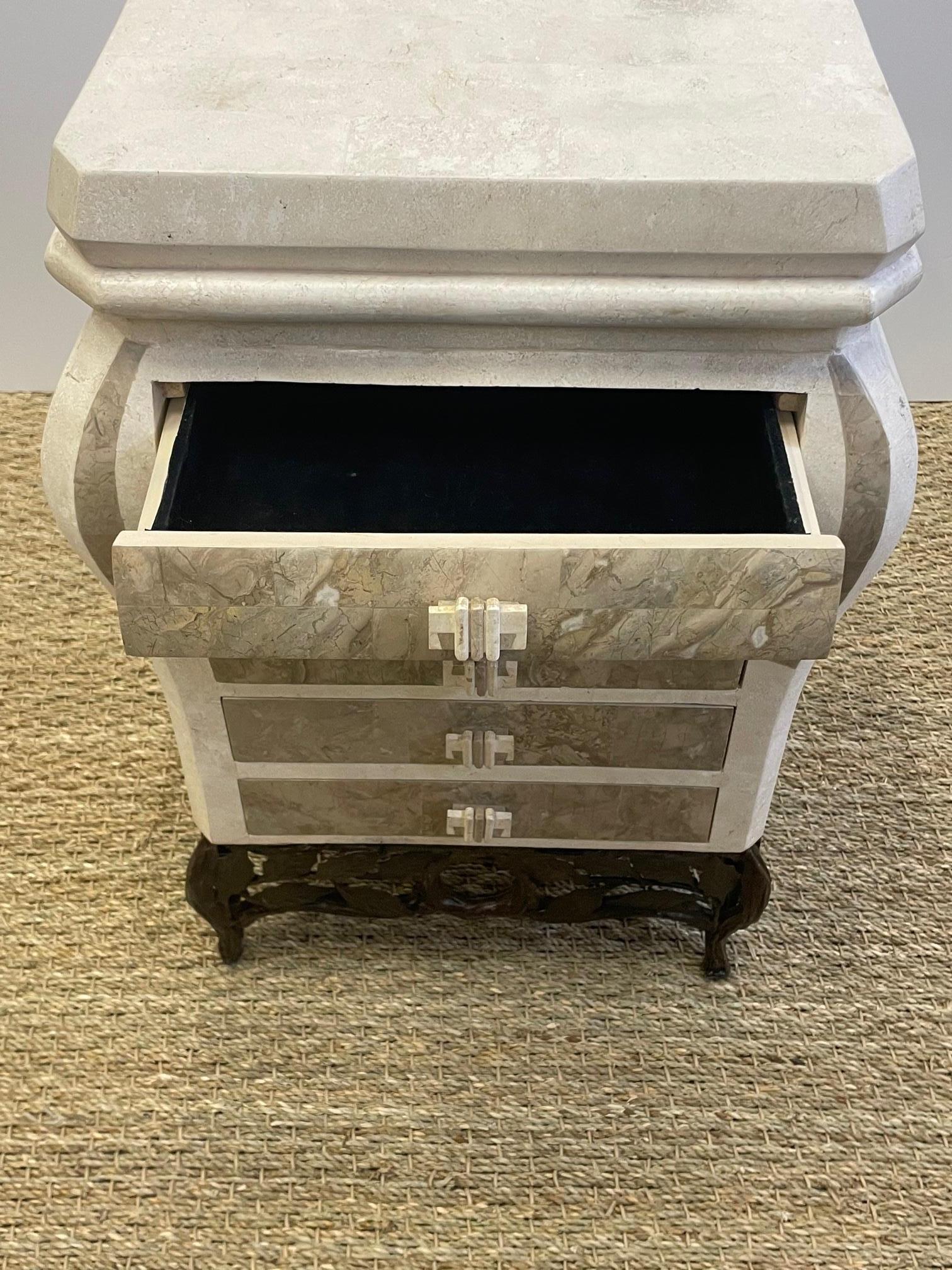 Elegant Small Tessellated Stone and Iron Treasure Chest of Drawers In Good Condition For Sale In Hopewell, NJ