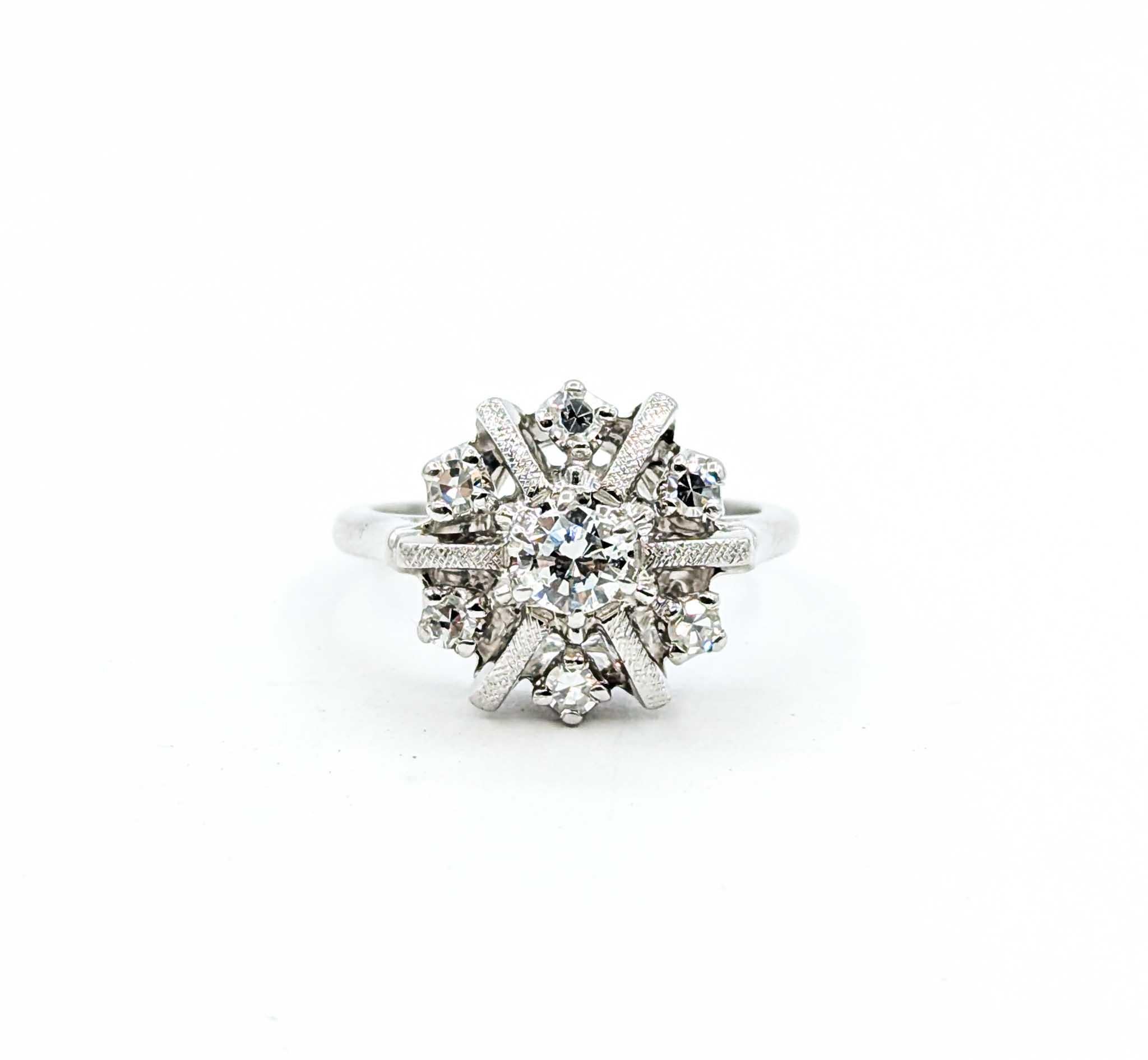 Elegante Anillo de Diamantes Copo de Nieve en Oro Blanco de 14k en venta 5