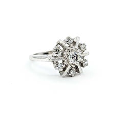 Elegant Snowflake Diamond Ring in 14k White Gold
