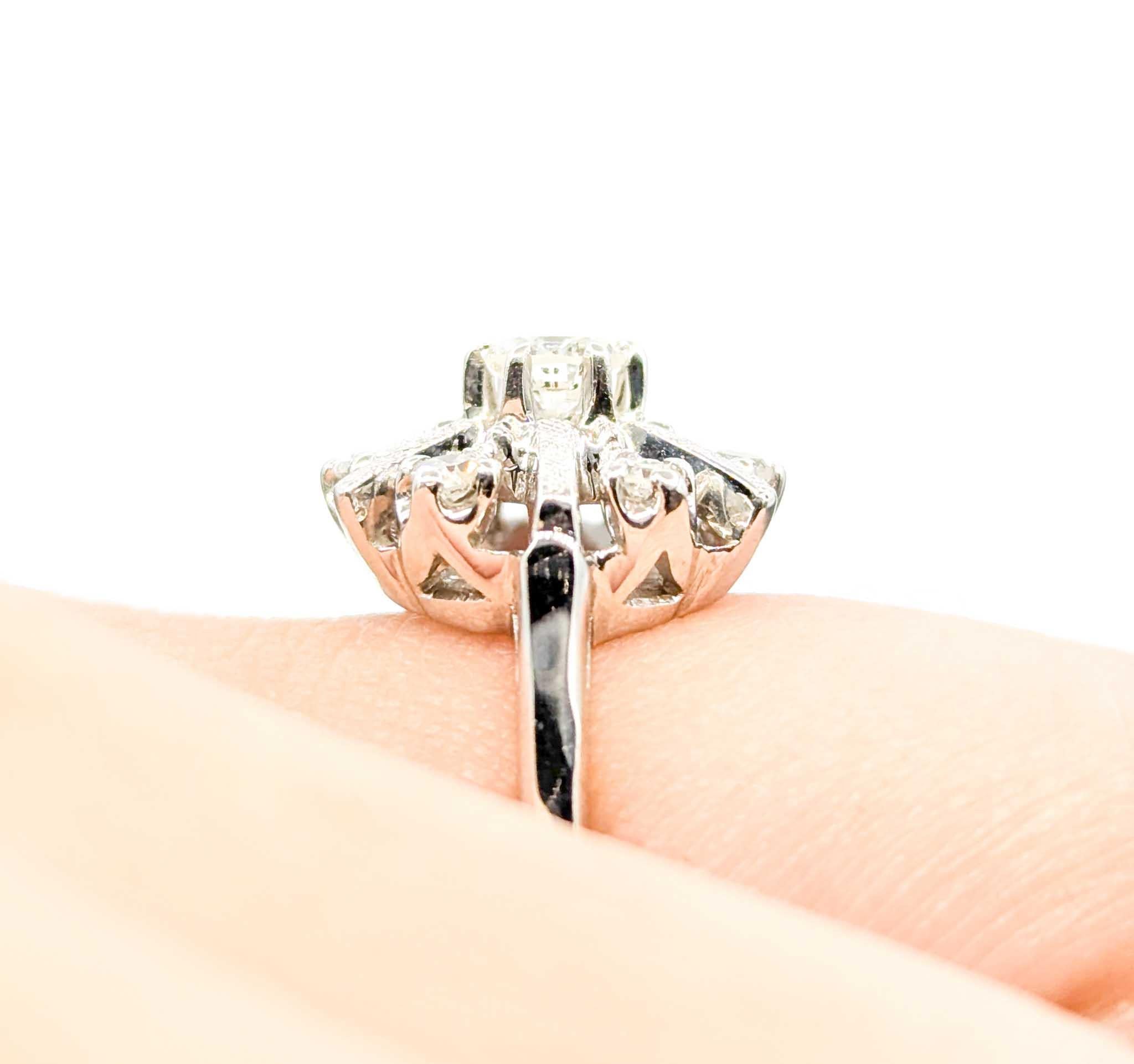 Elegante Anillo de Diamantes Copo de Nieve en Oro Blanco de 14k Corte redondo en venta