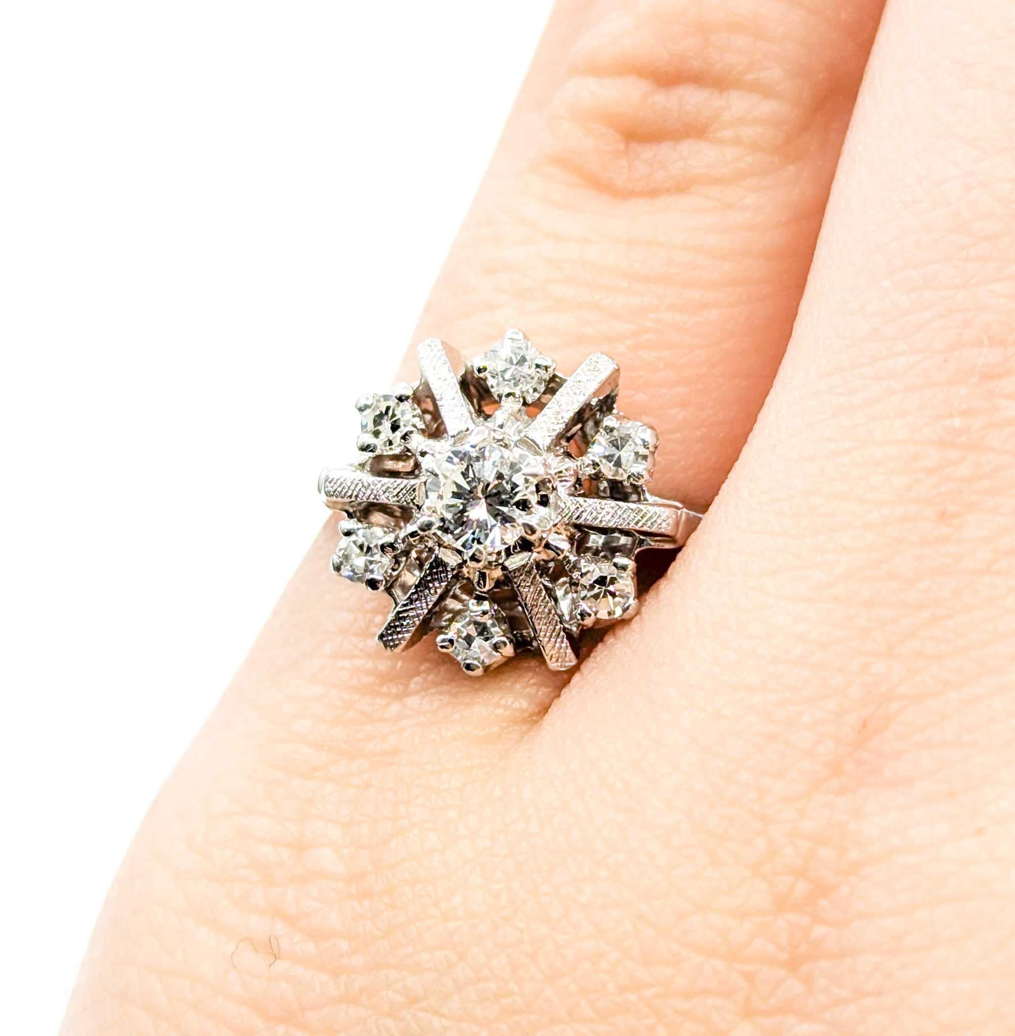 De las mujeres Elegante Anillo de Diamantes Copo de Nieve en Oro Blanco de 14k en venta