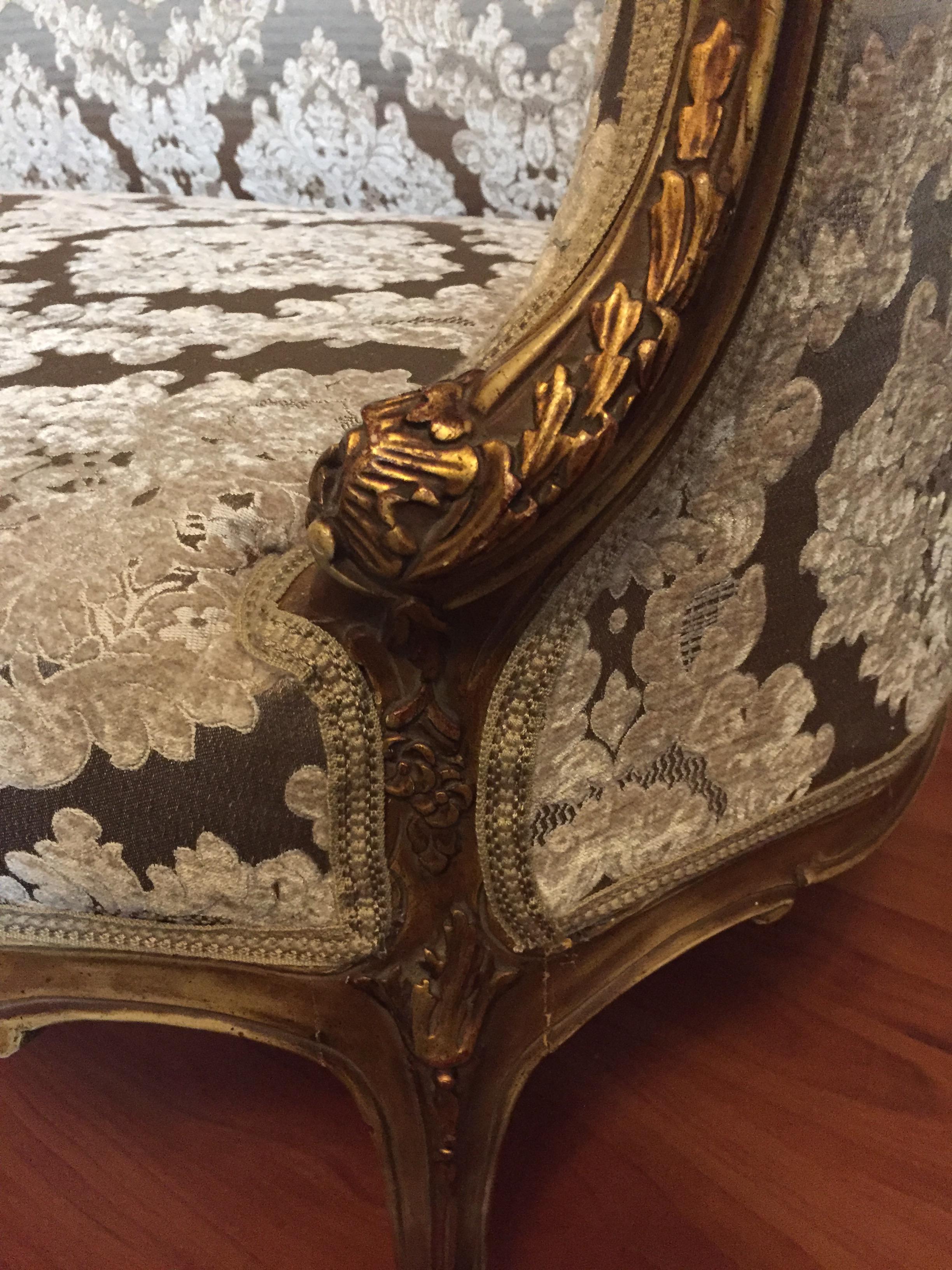 Hand-Carved Elegant Sofa, Canapé, Couch in Louis XV Style