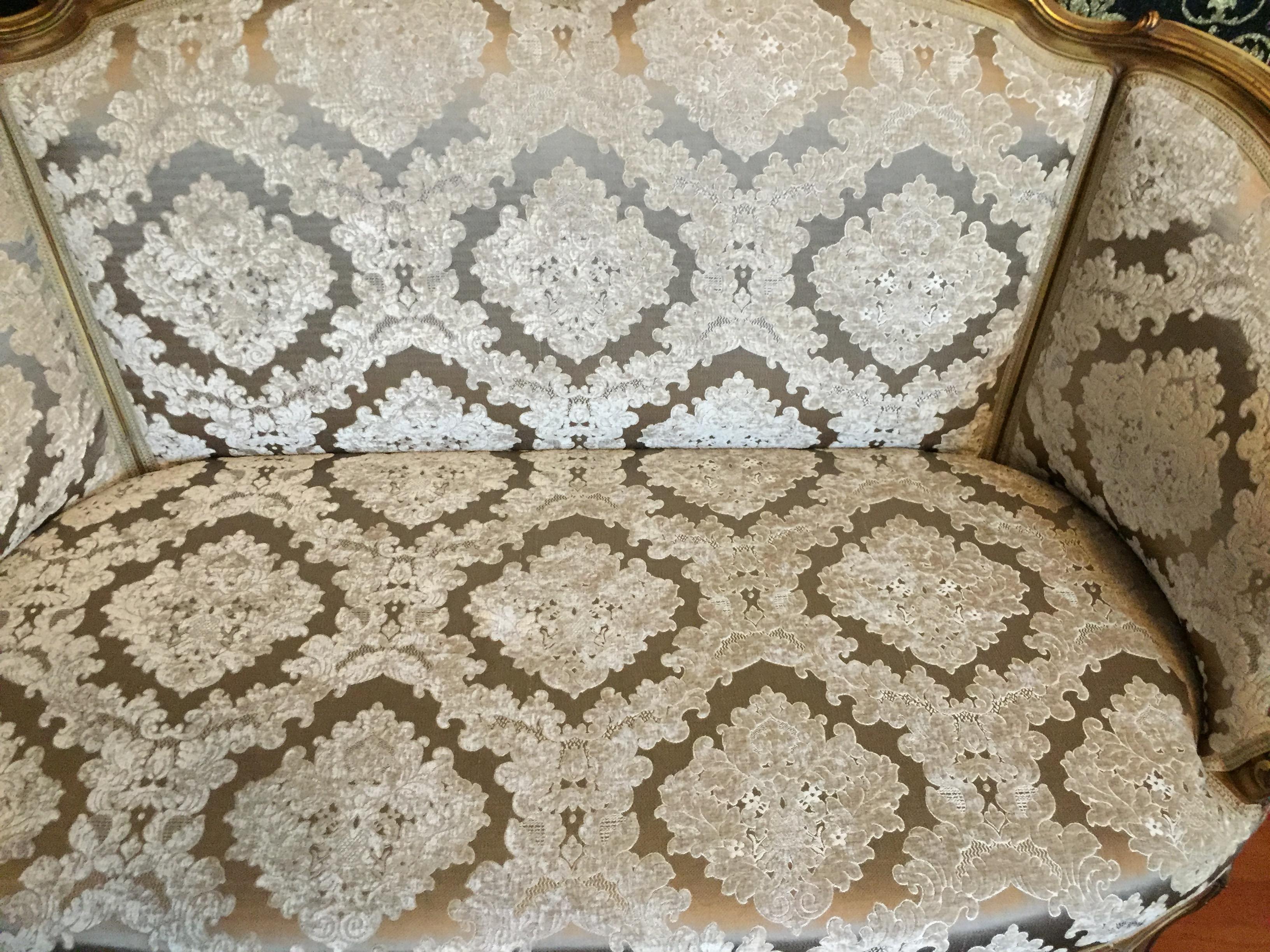 Beech Elegant Sofa, Canapé, Couch in Louis XV Style