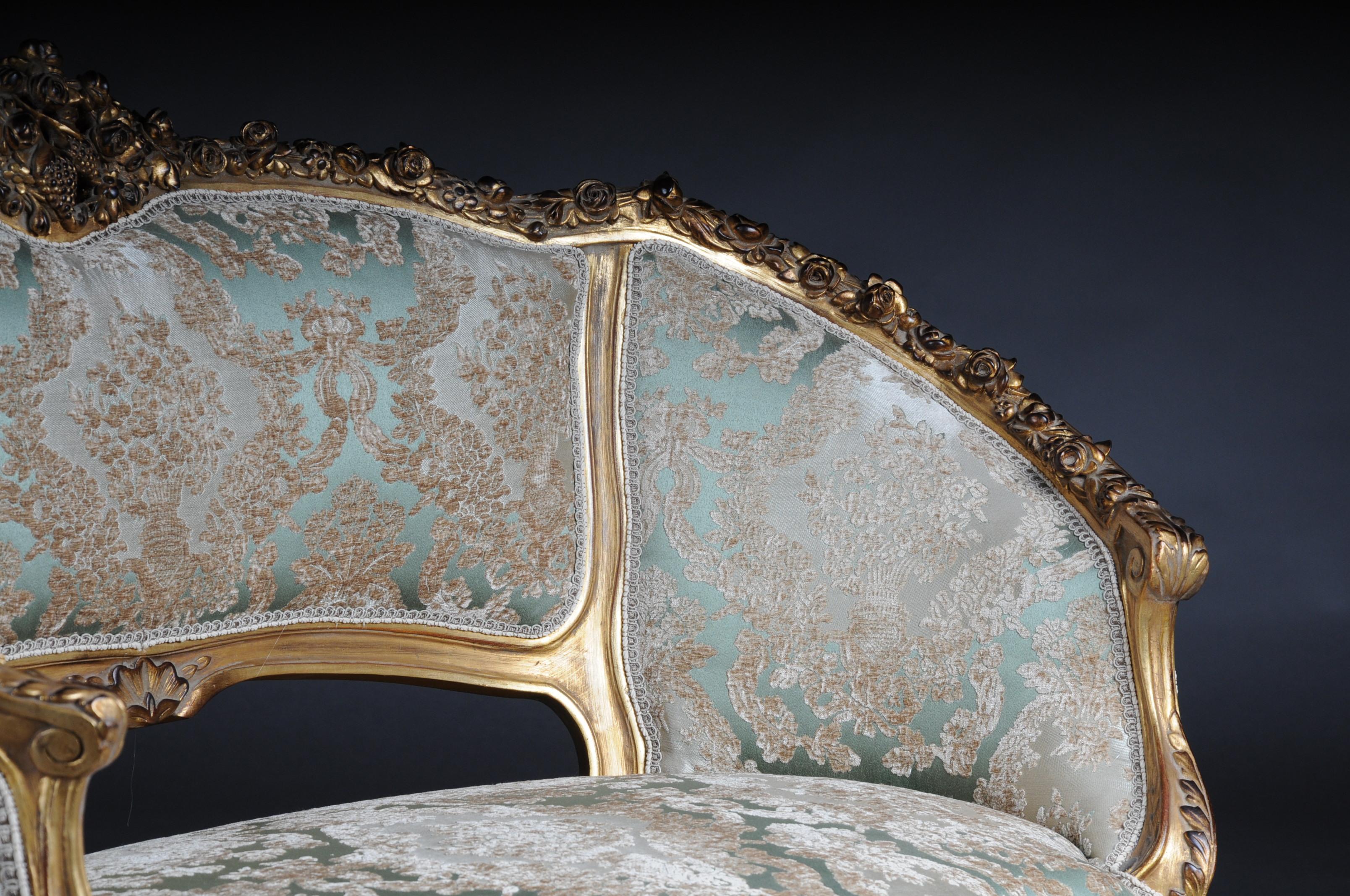 Beech Elegant Sofa, Canapé, Couch in Rococo or Louis XV Style