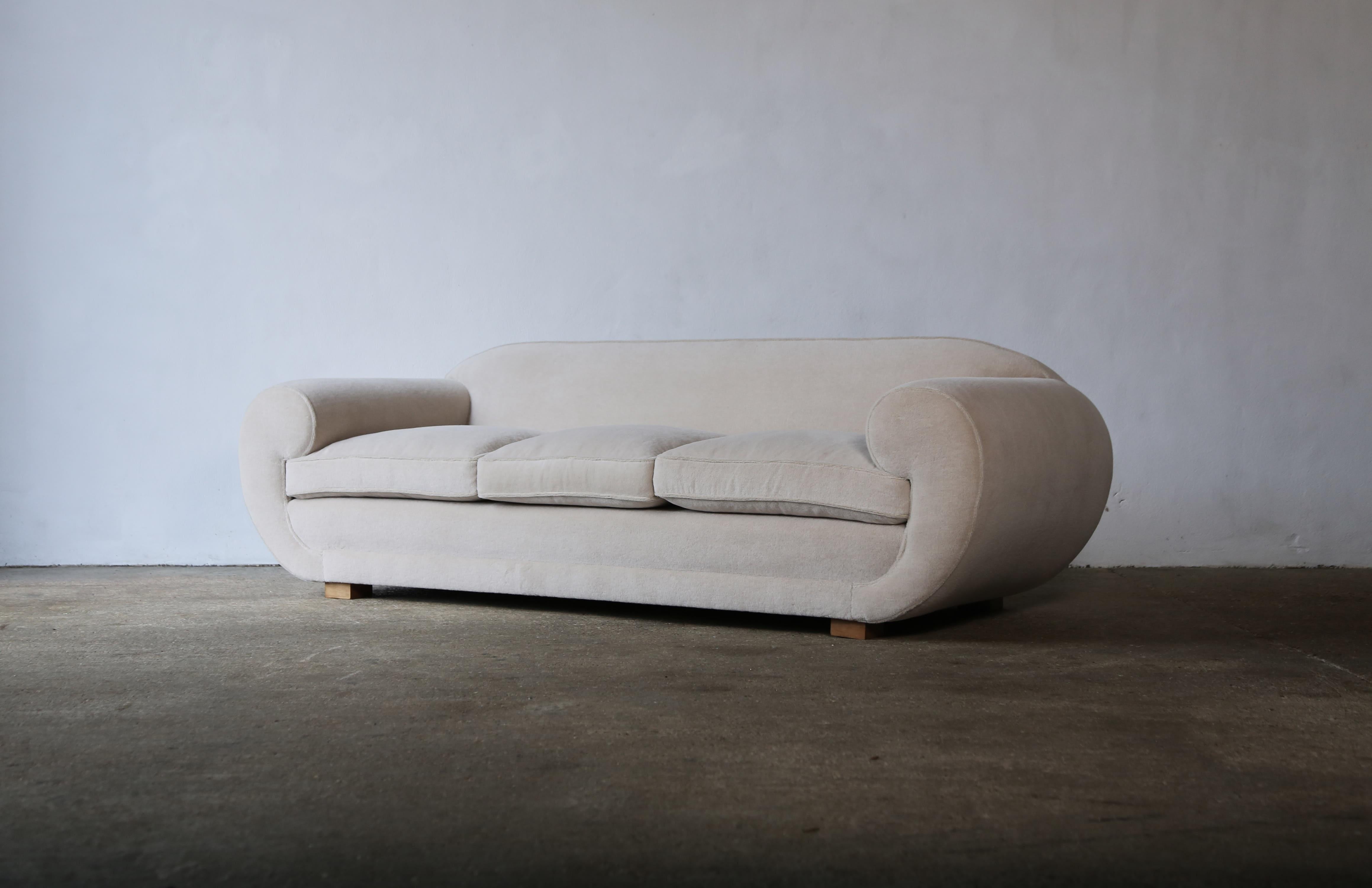 Art Deco Elegant Sofa Upholstered in Pure Alpaca For Sale