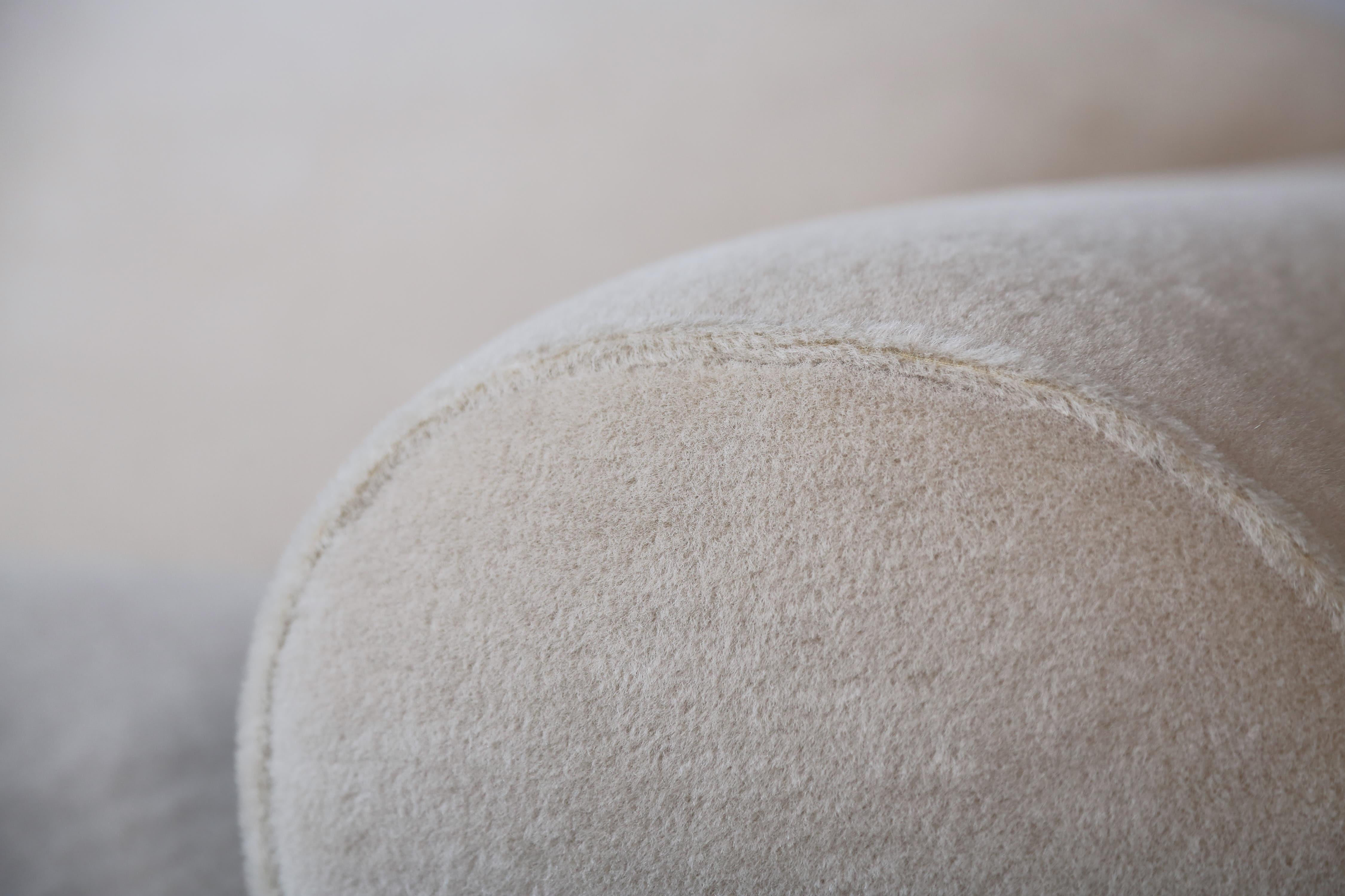 Contemporary Elegant Sofa Upholstered in Pure Alpaca For Sale