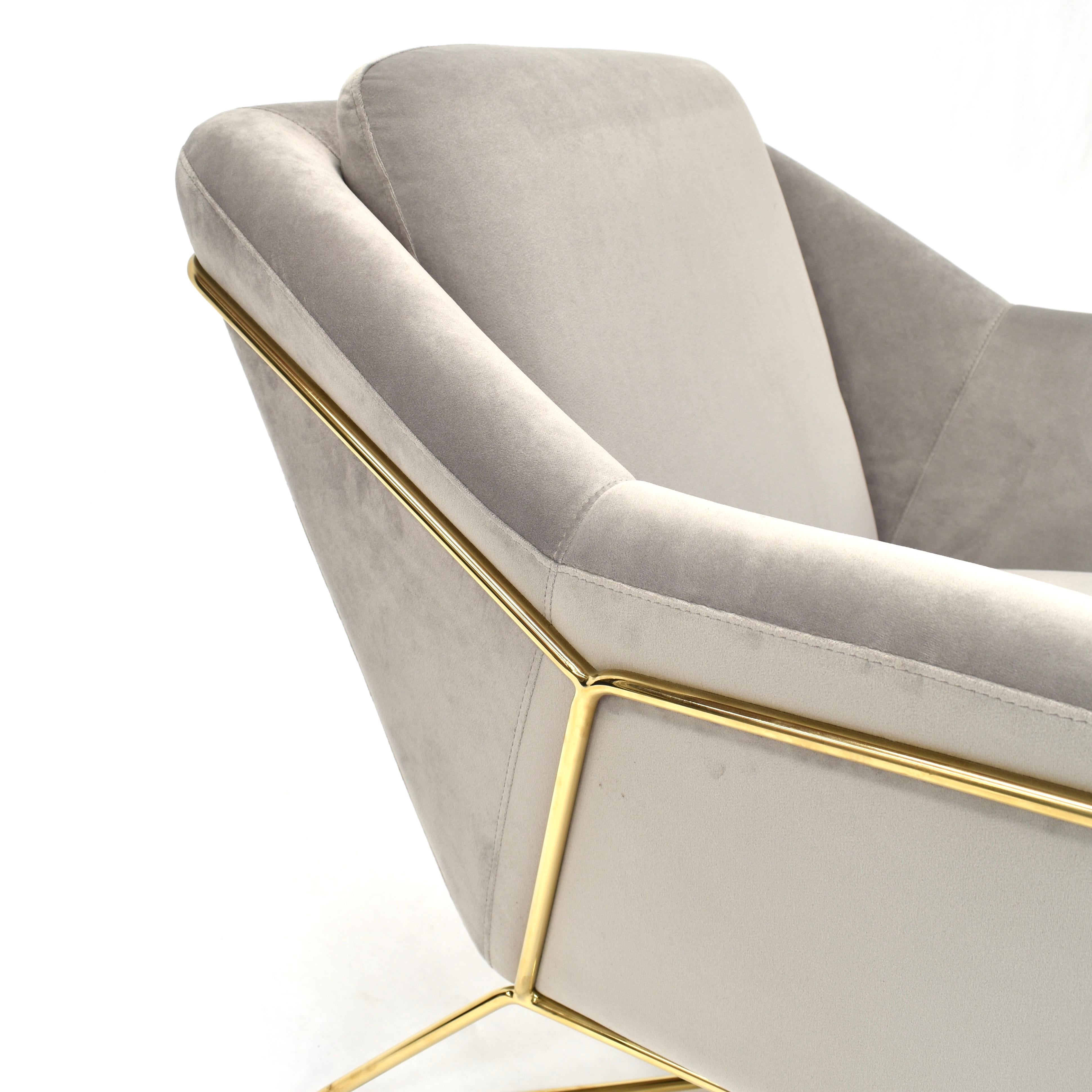Elegant SOHO Lounge Chair in Velvet and Gold, 21st Century In New Condition For Sale In Pijnacker, Zuid-Holland
