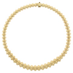 Elegant Solid 18k Yellow Gold Polished Finish Graduated Domed Bar Necklace