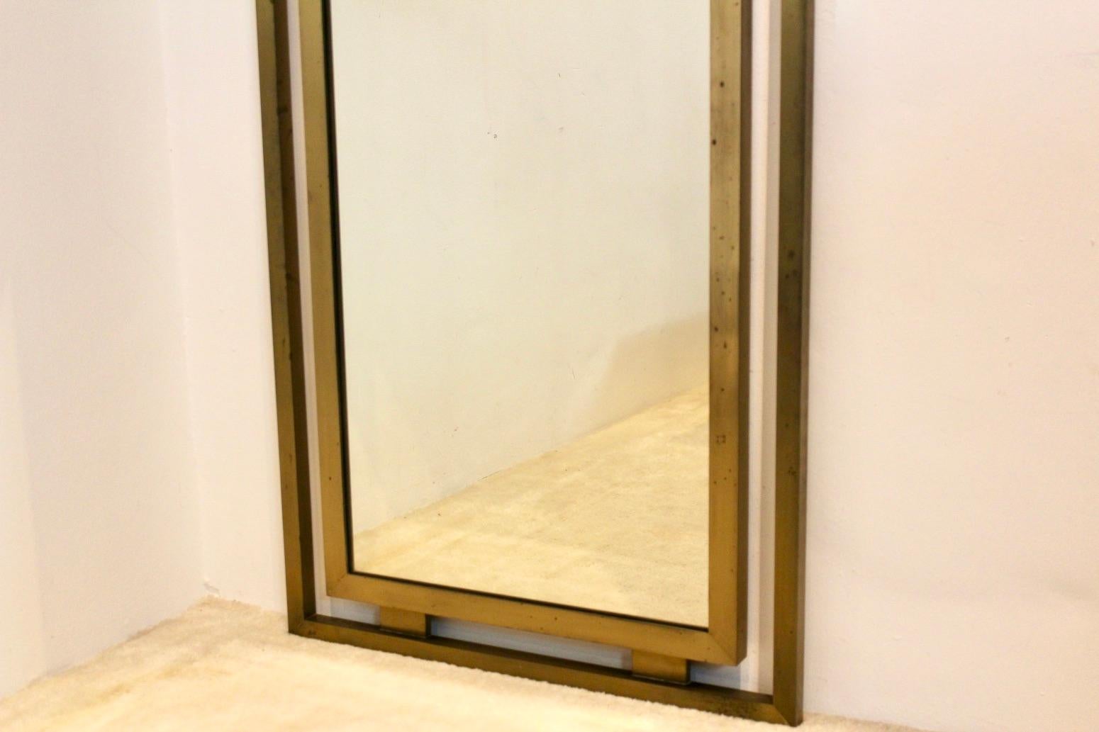 Elegant Solid Brass Mirror by Guy Lefevre for Maison Jansen, 1970s 1