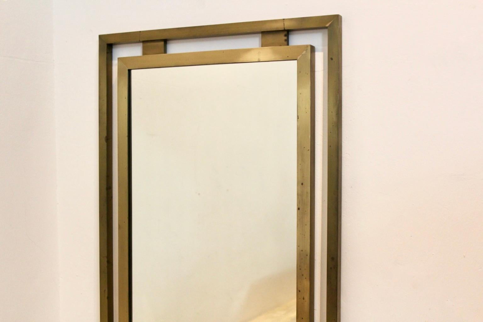 Elegant Solid Brass Mirror by Guy Lefevre for Maison Jansen, 1970s 2
