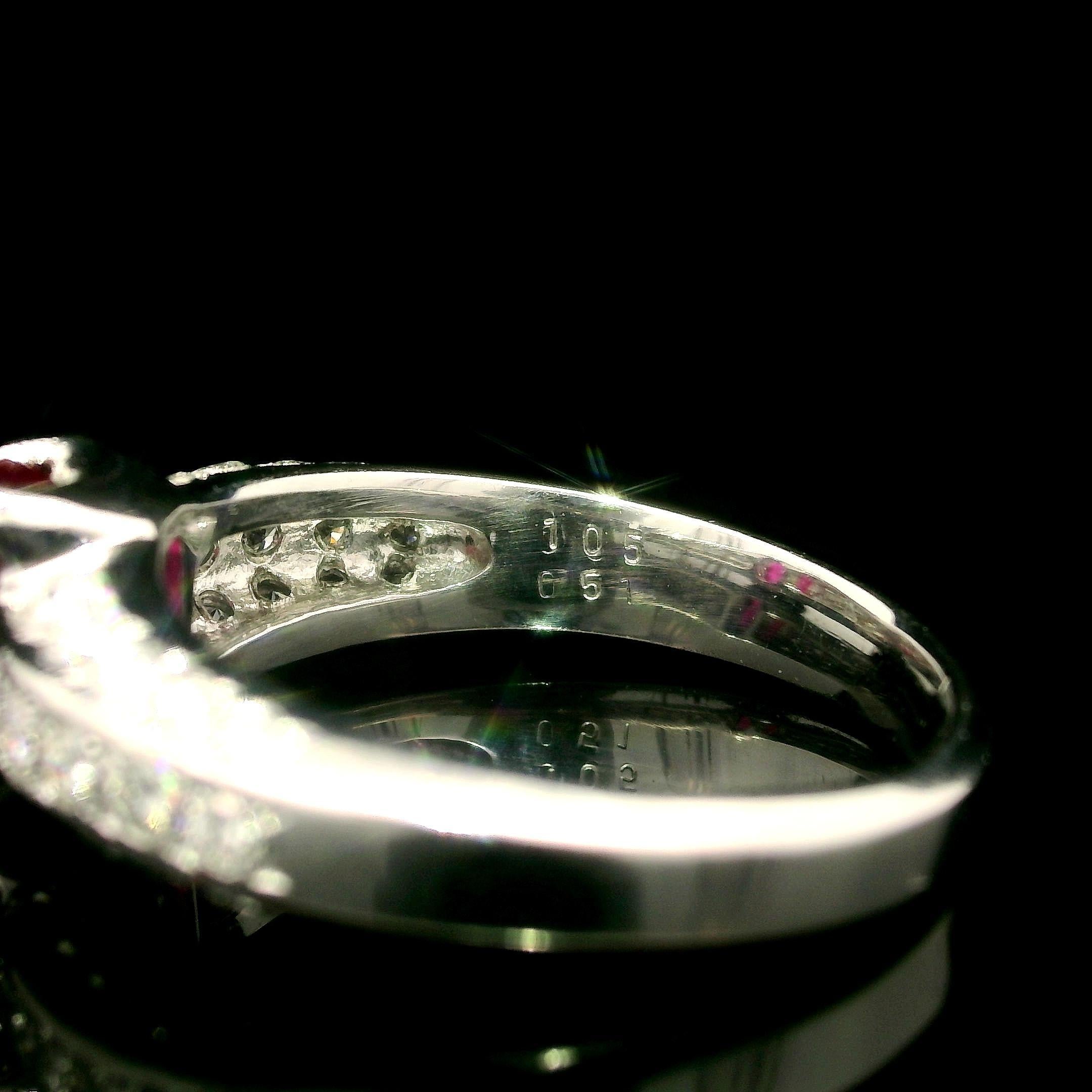 Elegant Solid Platinum GIA 1.56ctw Oval No Heat Ruby & Diamond Ring For Sale 4