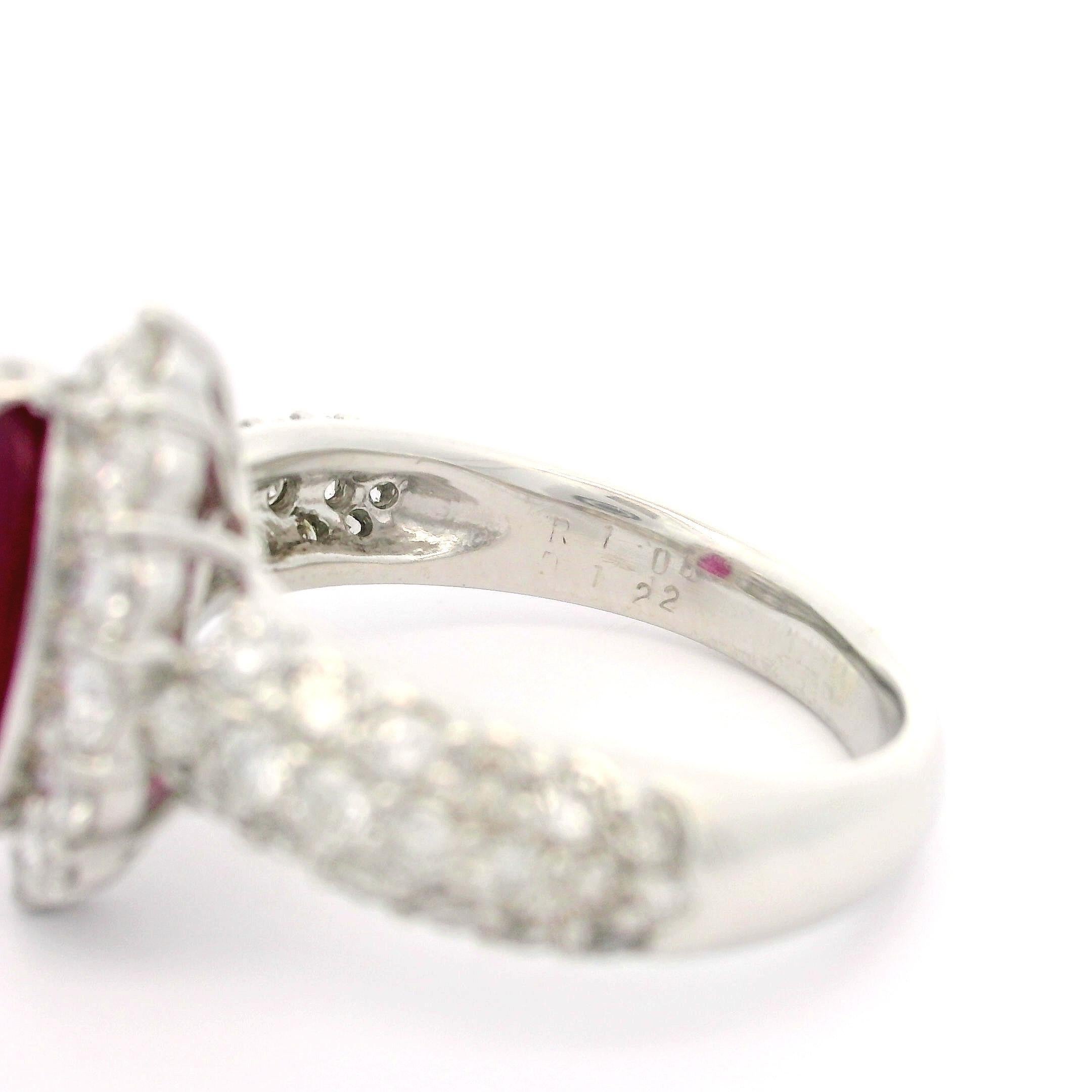 Marquise Cut Elegant Solid Platinum GIA 2.28ctw Marquise Burma Ruby & Diamond Ring For Sale