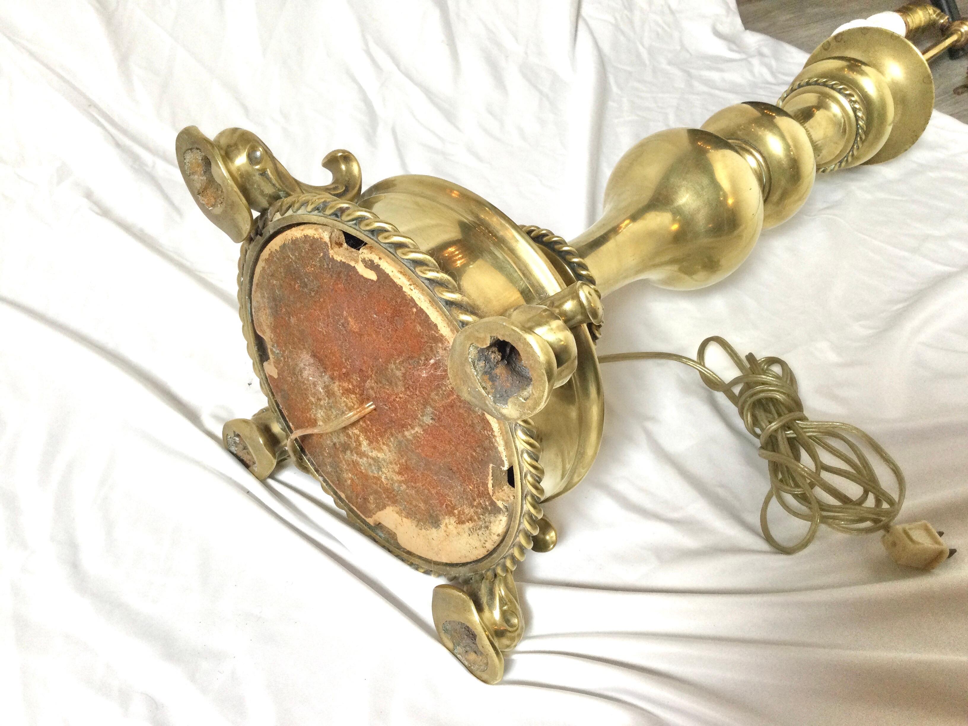 Elegant Solid Polish Brass Lamp For Sale 1