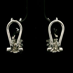 Elegant Solid White Gold 1.29ct Brilliant Baguette & Round Diamond Cuff Earrings