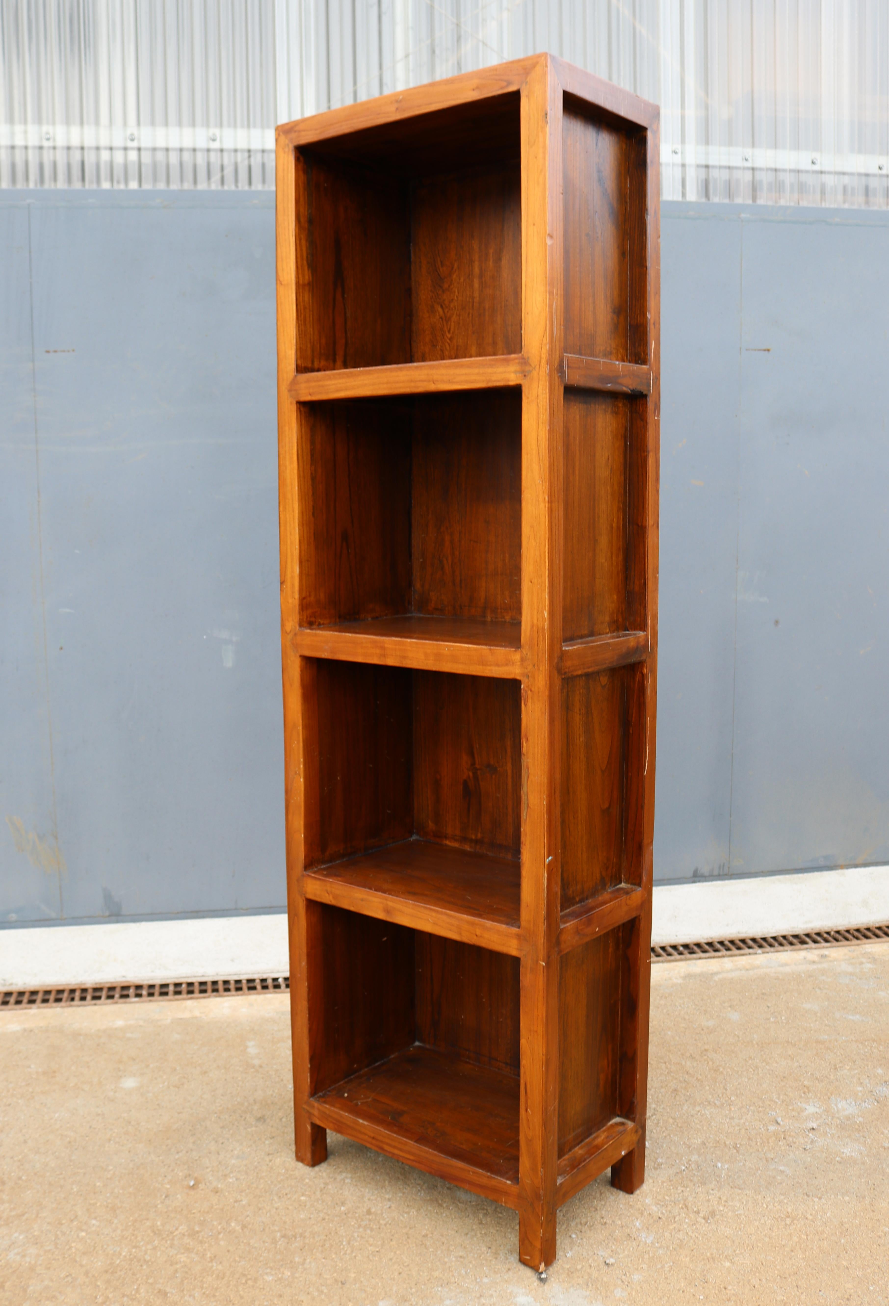 Wood Elegant Spanish 4-Shelf Elm Bookcase