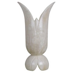 Elegant Spanish Stylized Flower Alabaster Table Lamp