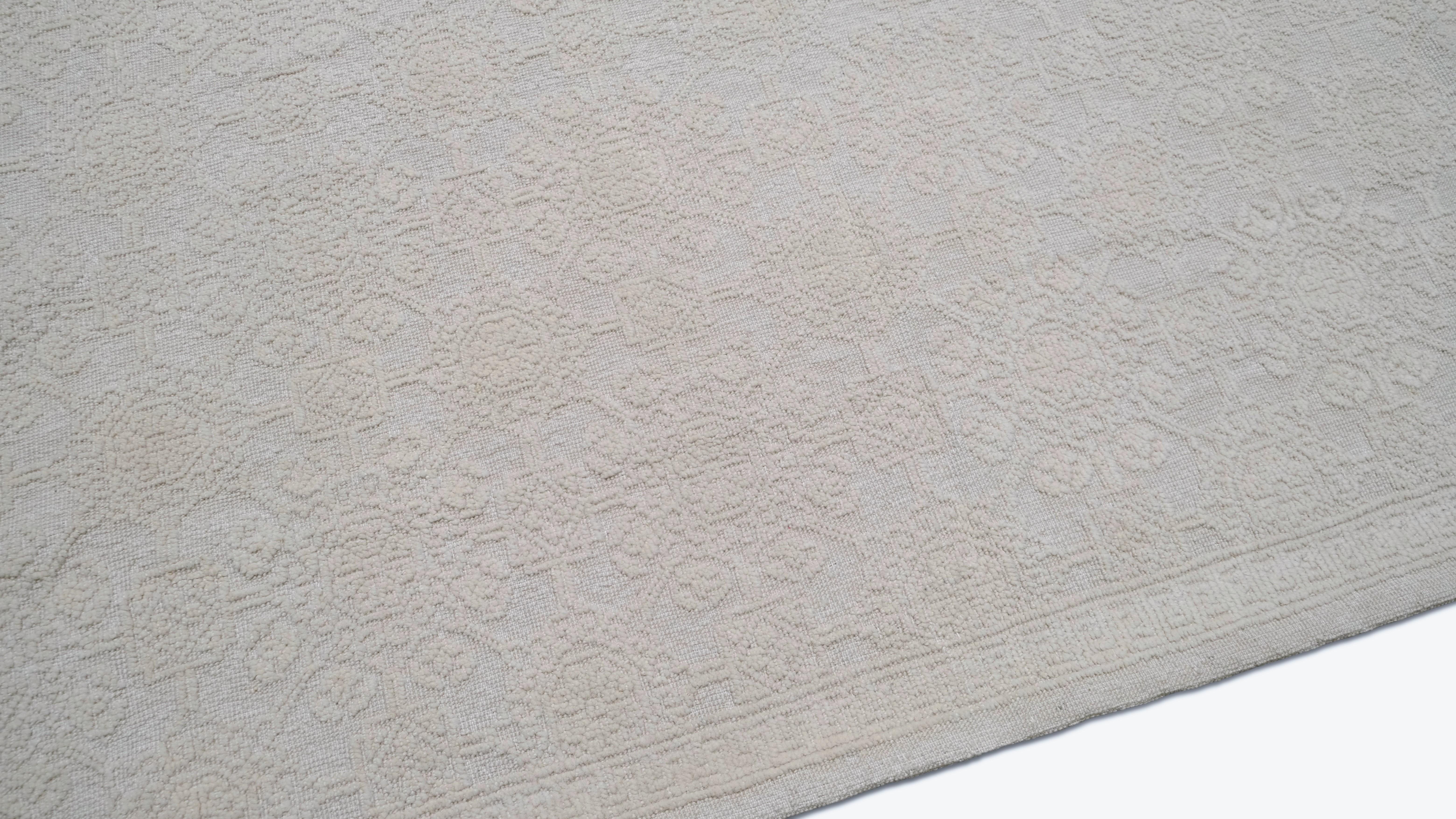 Elegante Alfombra Tradicional Española de Lana Marfil Tonal 9'x12'9'' Pakistaní en venta