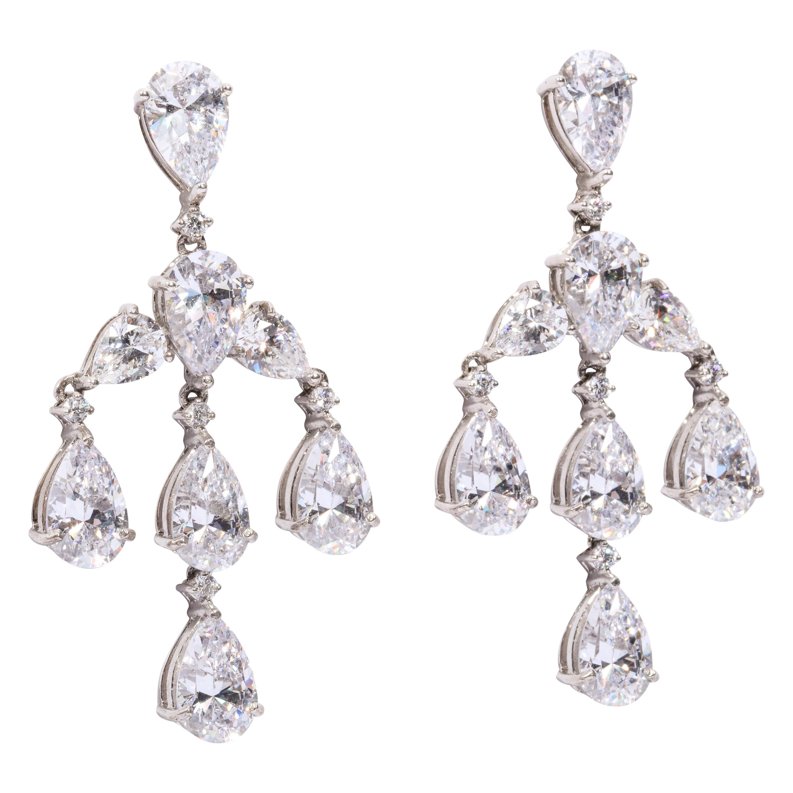 Diamante  Silver Antique Style Chandelier  Earrings