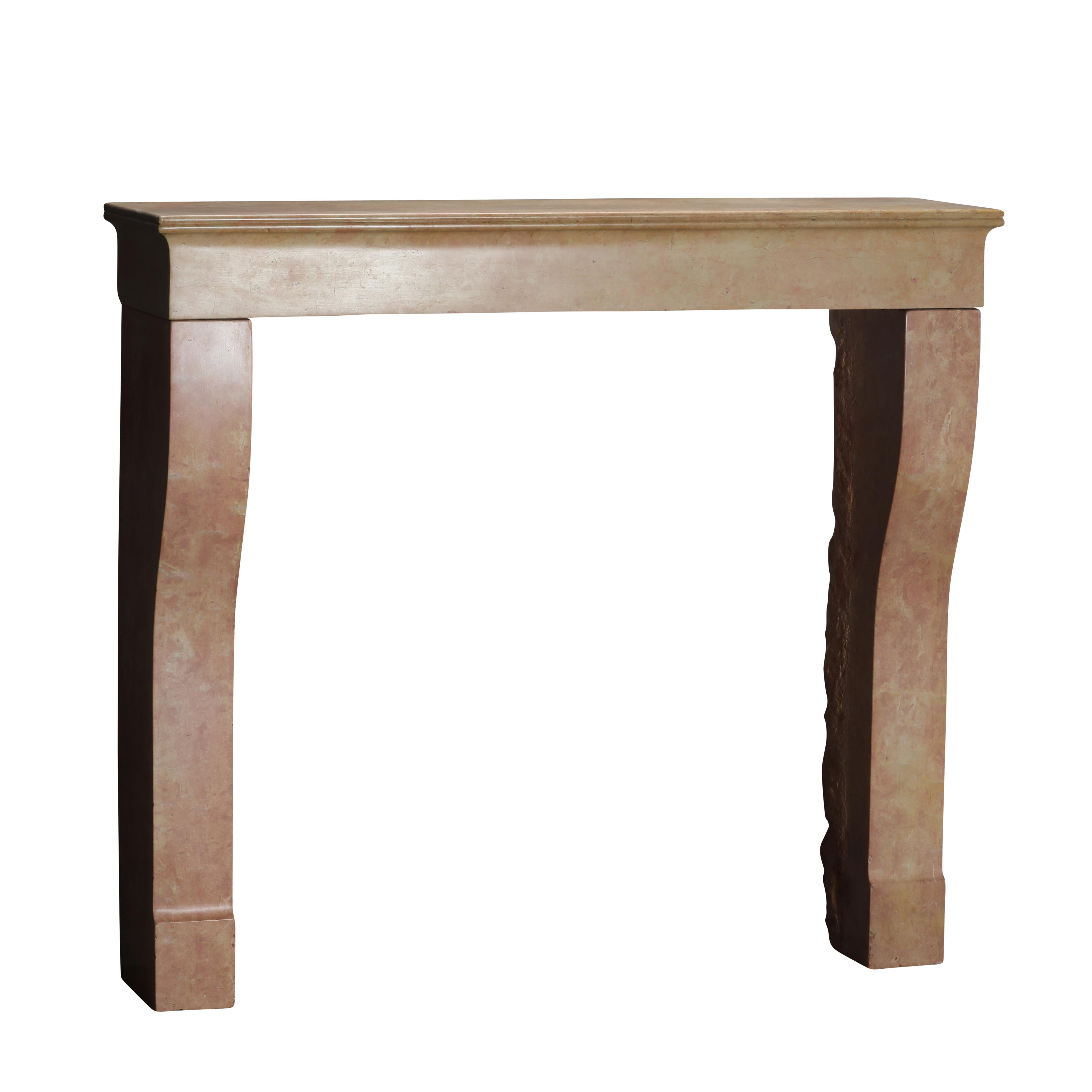 Elegant Square Firebox Fireplace Mantel in Refined Pink Marble From France 2