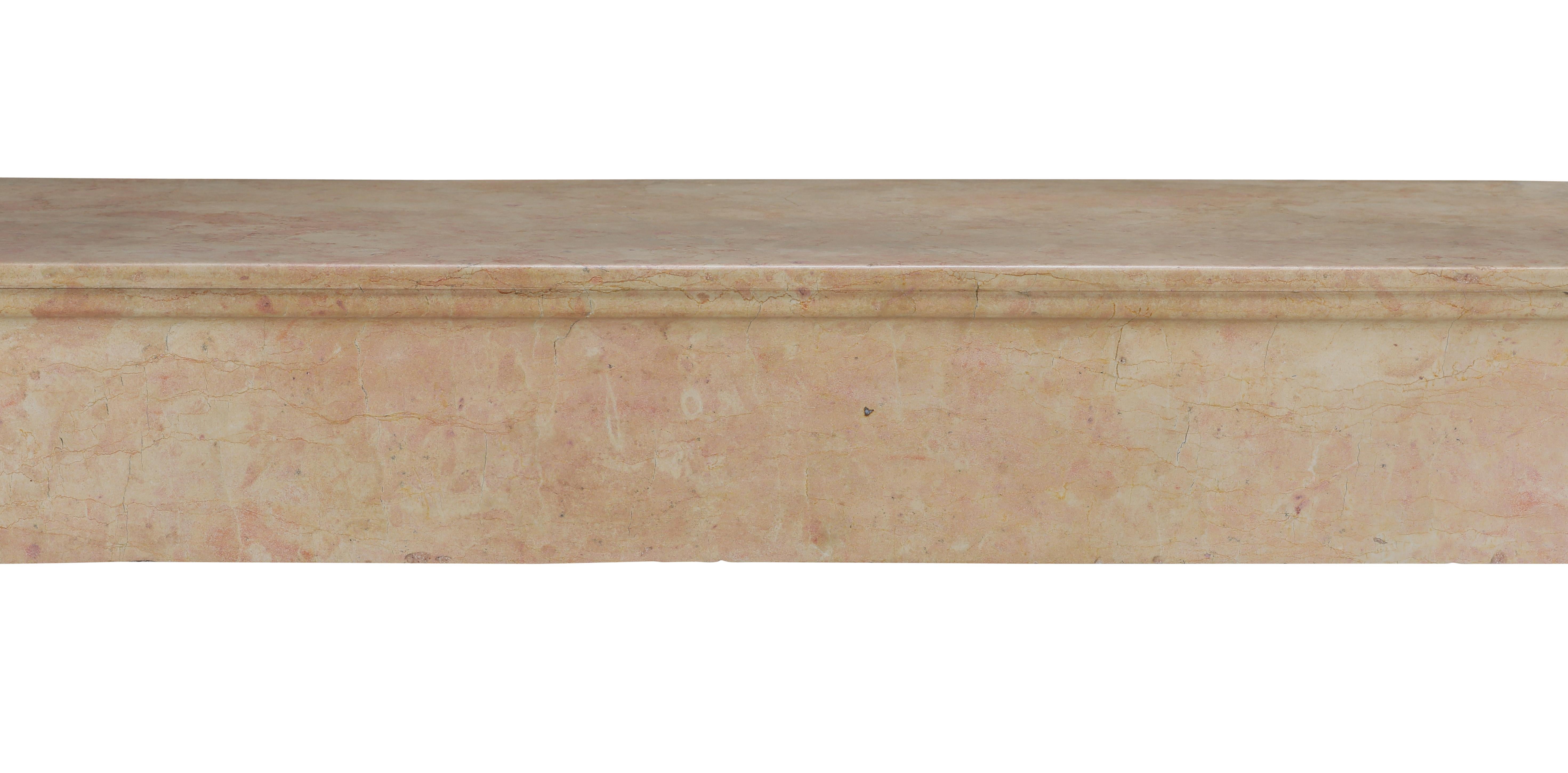 Elegant Square Firebox Fireplace Mantel in Refined Pink Marble From France 3