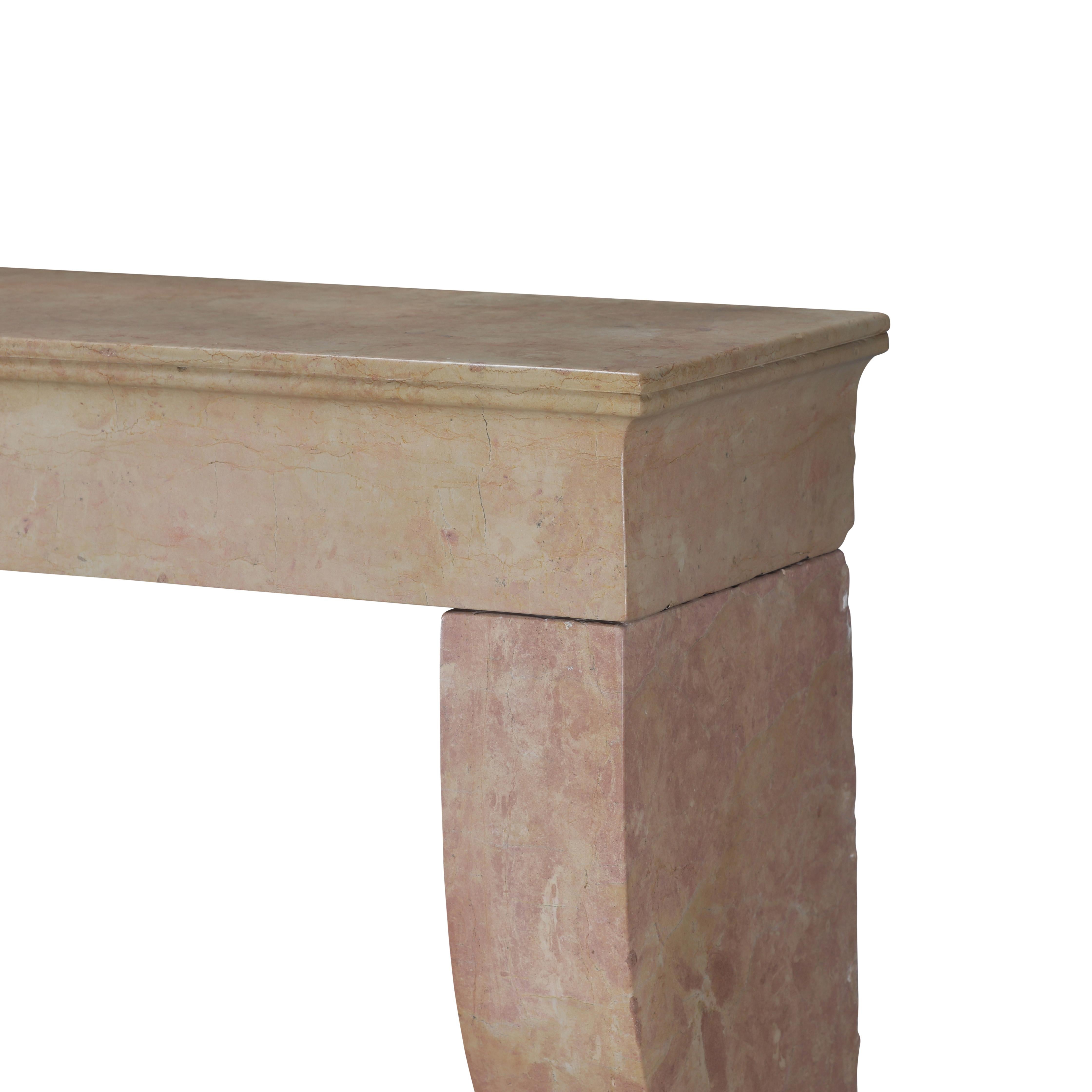 Elegant Square Firebox Fireplace Mantel in Refined Pink Marble From France 4