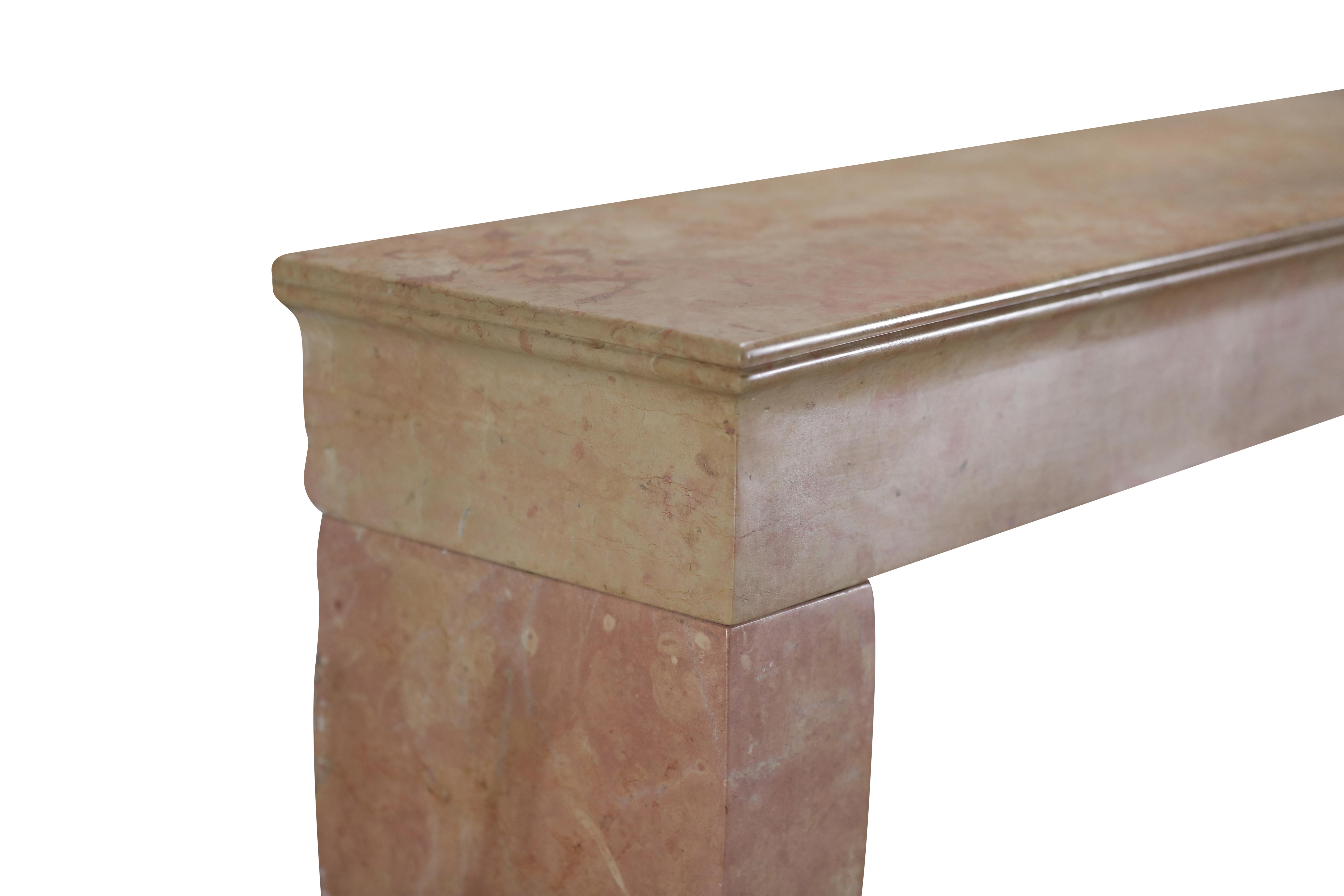 Elegant Square Firebox Fireplace Mantel in Refined Pink Marble From France 11