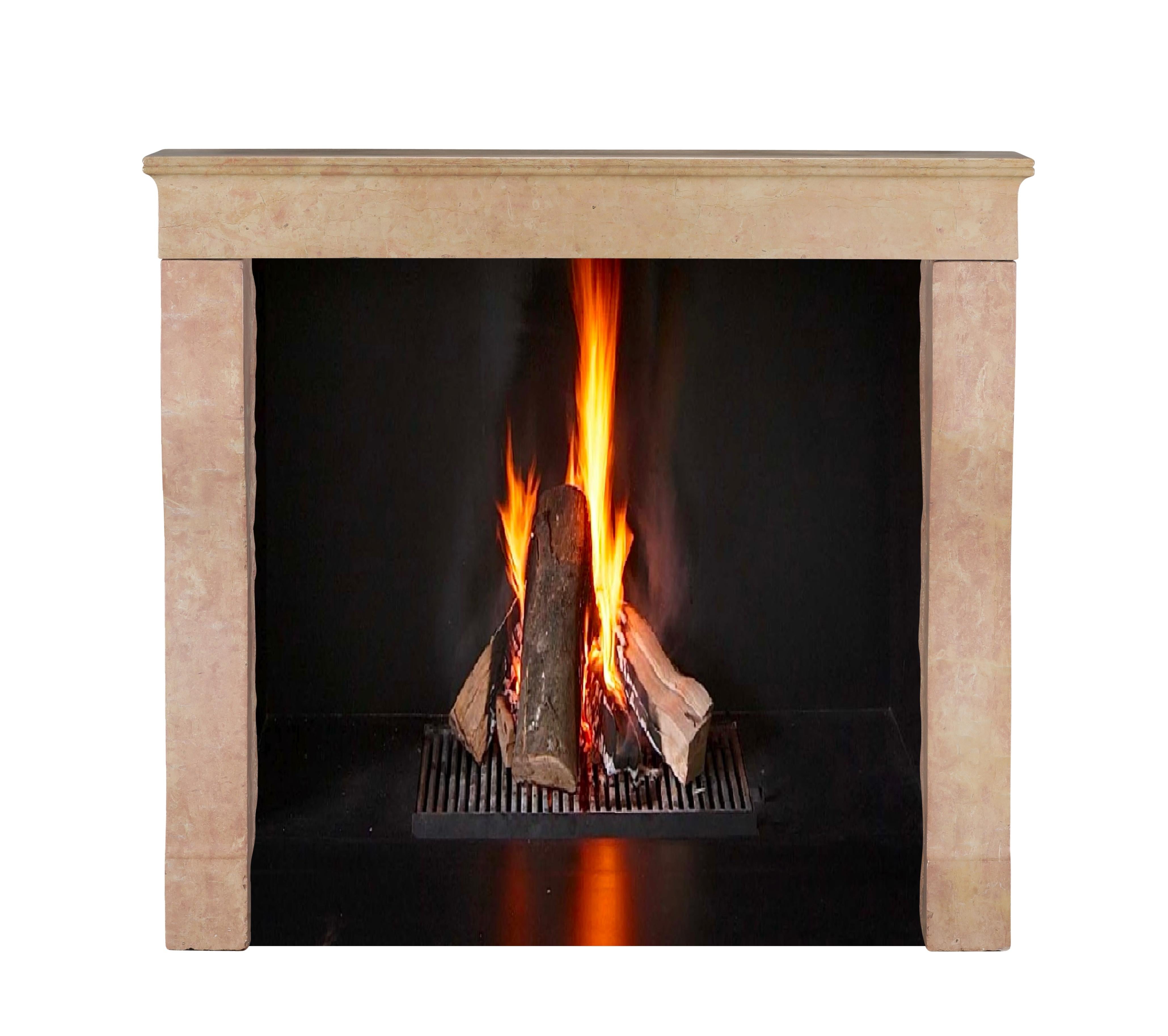 Elegant Square Firebox Fireplace Mantel in Refined Pink Marble From France In Excellent Condition In Beervelde, BE