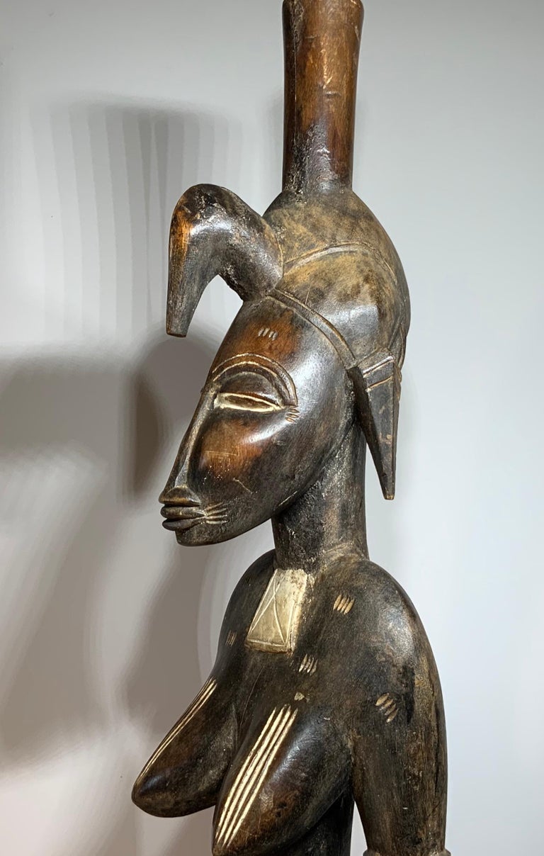 Elegant Standing African Female Tribal Wood Carving at 1stDibs