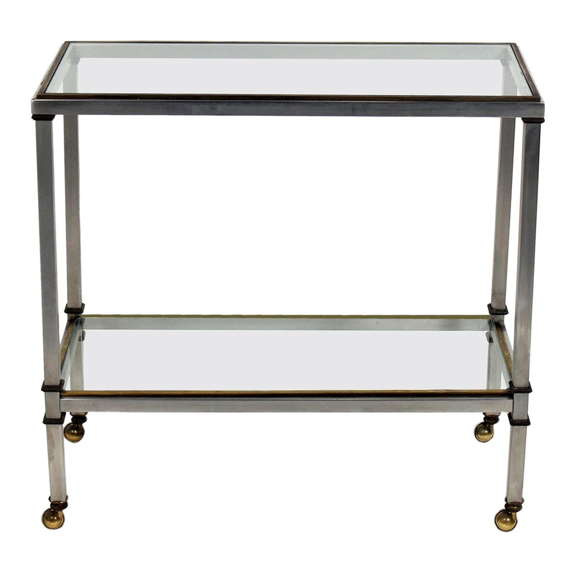 Brass and Steel Bar Cart at 1stDibs