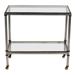 Elegant Steel and Brass Bar Cart in the Manner of Maison Jansen